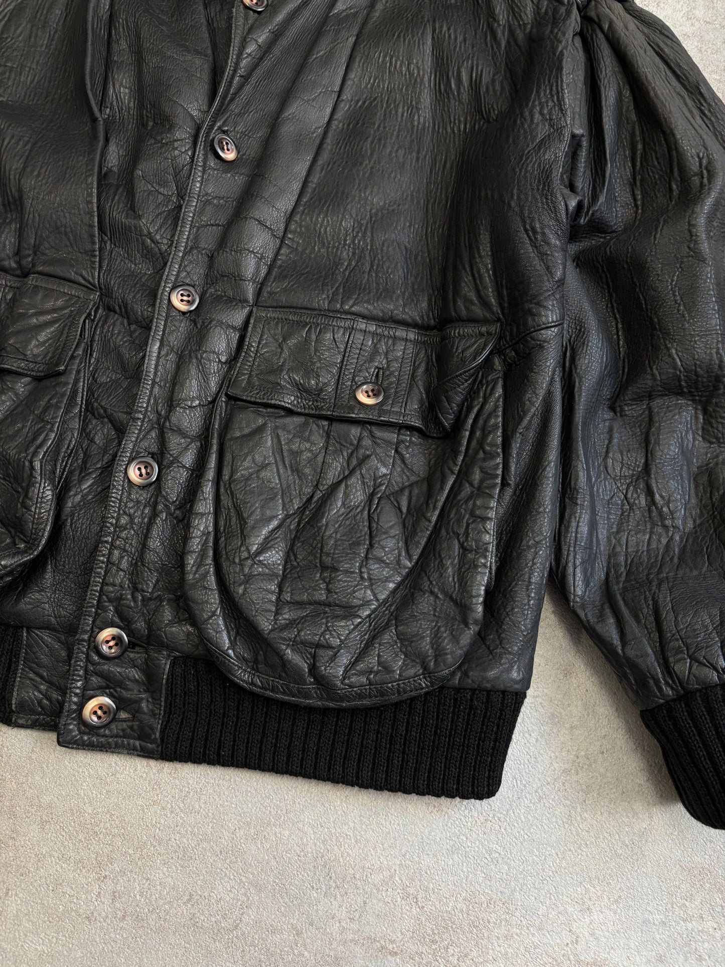 Chaqueta Cuero 100% Marithé François et Girbaud ‘Millésimes’ 90s Vintage - L