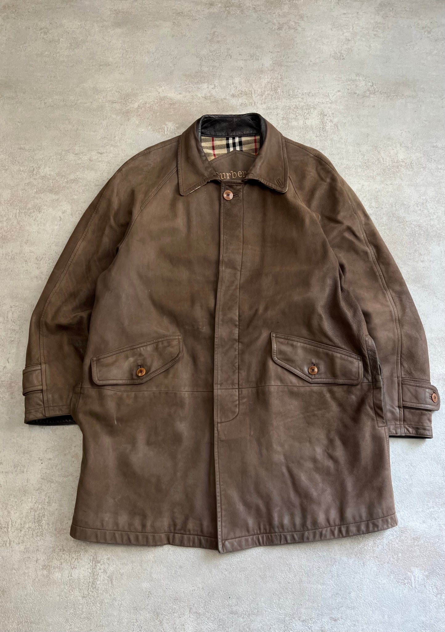 Gabardina Cuero Vintage Burberry 80’s - L