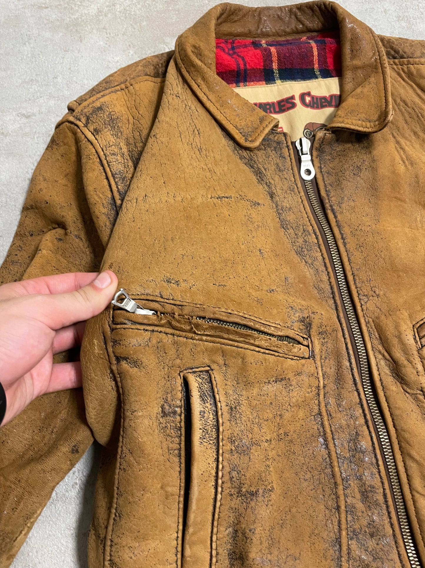Chaqueta Aviador Cuero Vintage Charles Chevignon 80’s - M