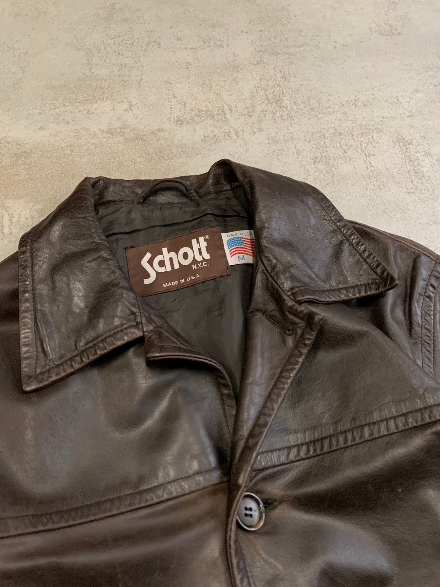 Chaqueta Cuero Vintage Schott Made in USA 90’s - M