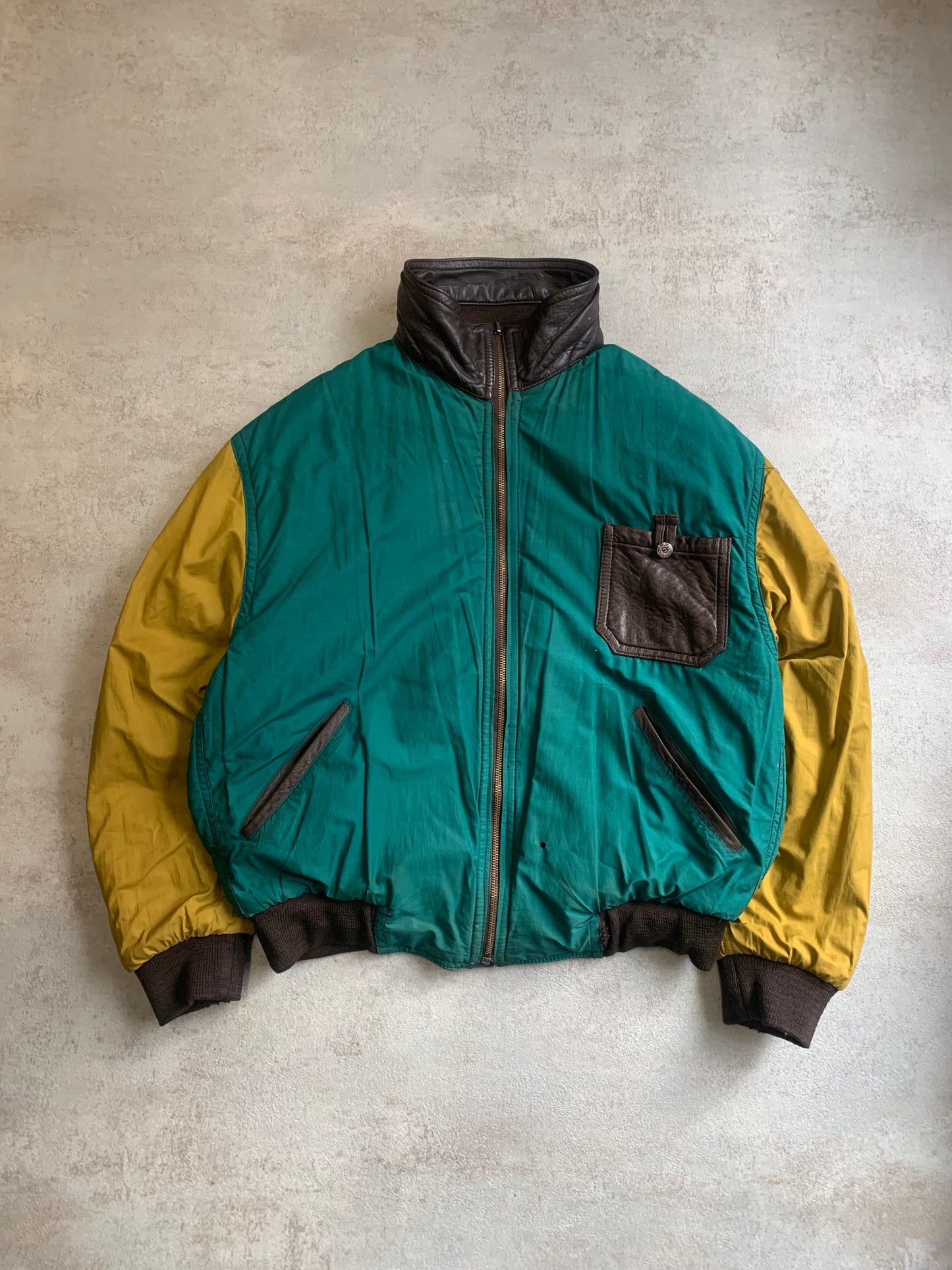 Chaqueta Cuero Varsity Vintage Marithe Francois Girbaud 80’s Reversible - M