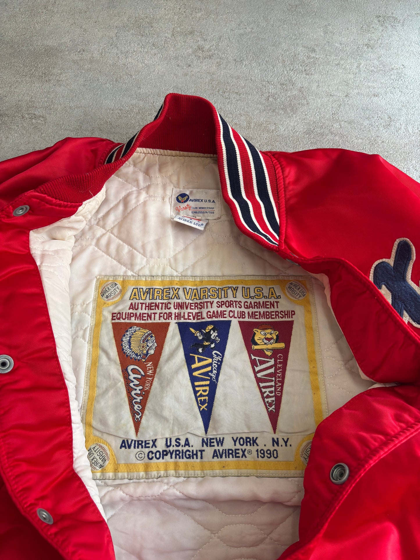 Chaqueta Bomber Varsity Avirex Chicago 1990 Vintage - L