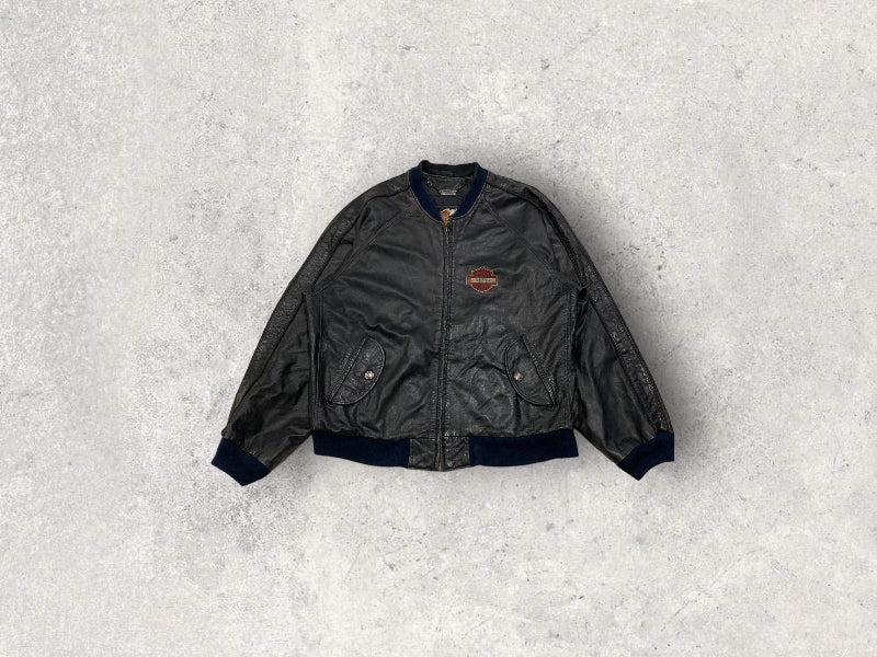 Chaqueta Bomber Leather Harley Davidson 90s Vintage - L