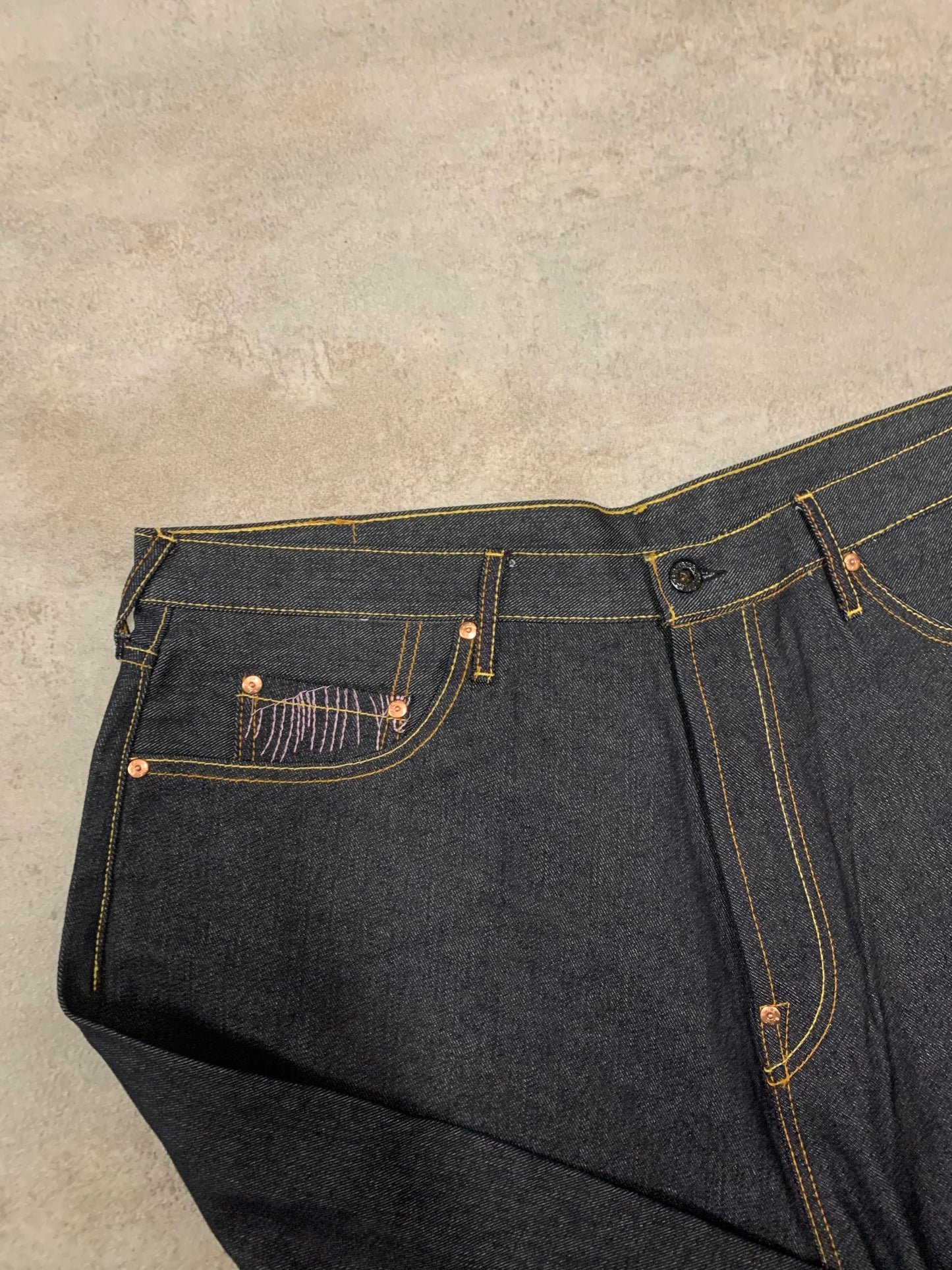 Pantalones Baggy Jeans Bordado Japonés Vintage RMC Bootleg 00’s - XL