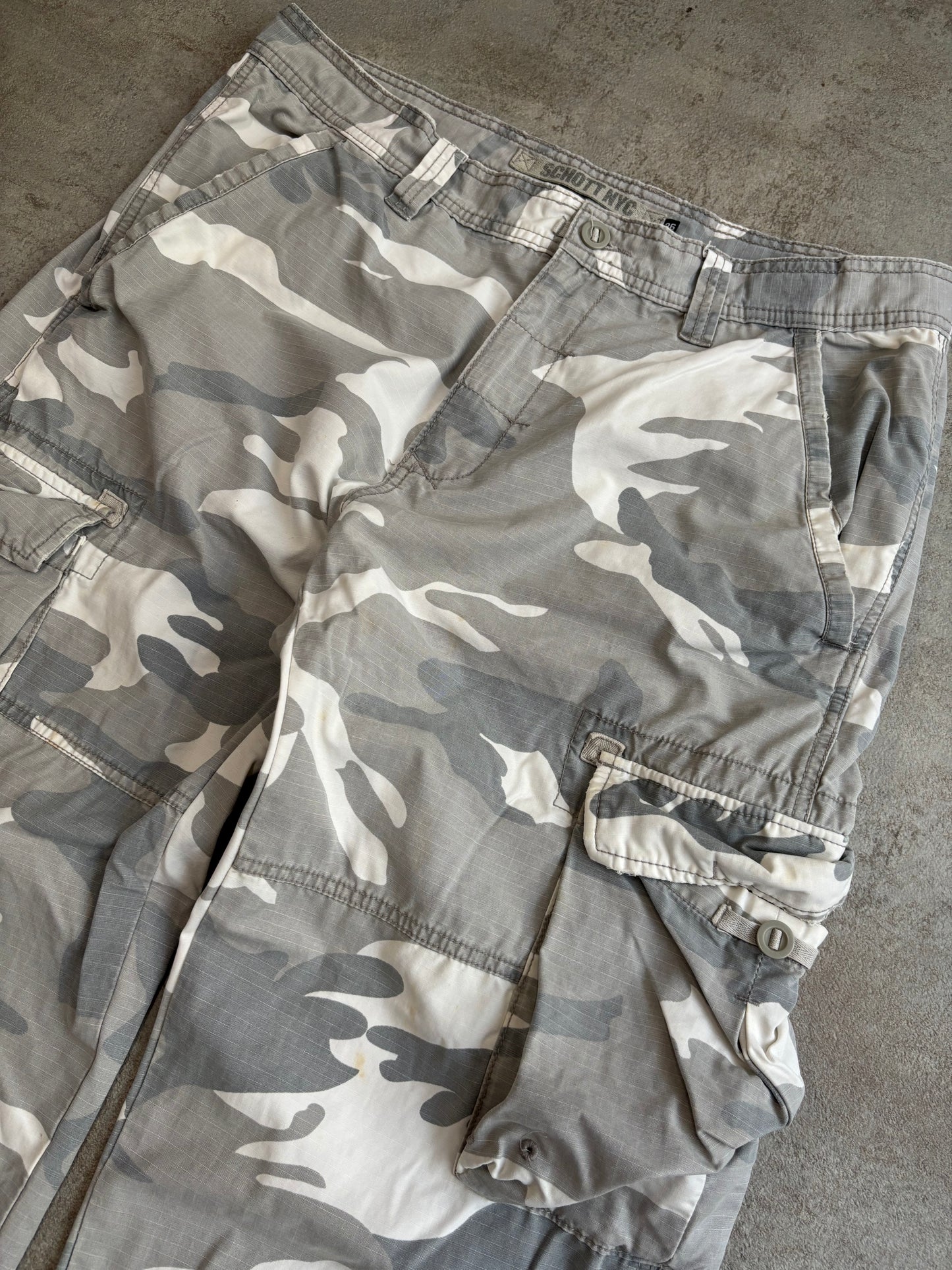 Pantalones Camuflaje Cargo Schott 00s Vintage - L