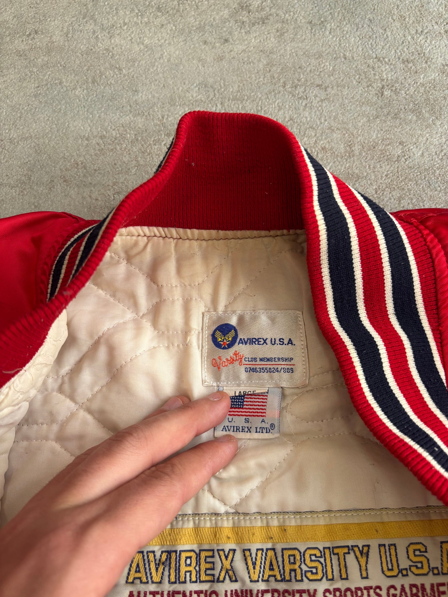 Chaqueta Bomber Varsity Avirex Chicago 1990 Vintage - L