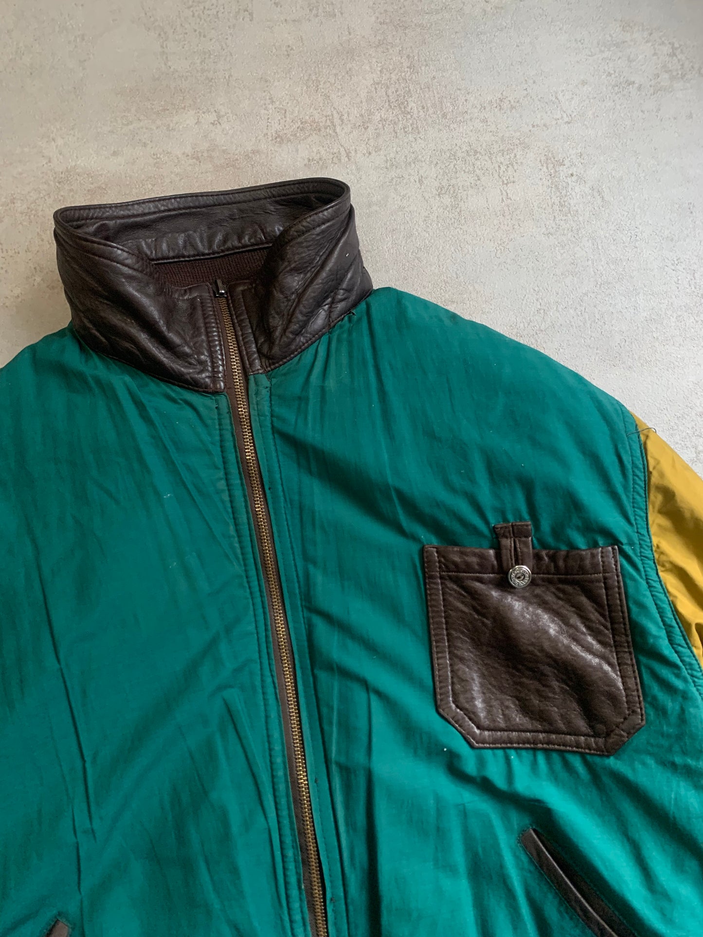Chaqueta Cuero Varsity Vintage Marithe Francois Girbaud 80’s Reversible - M