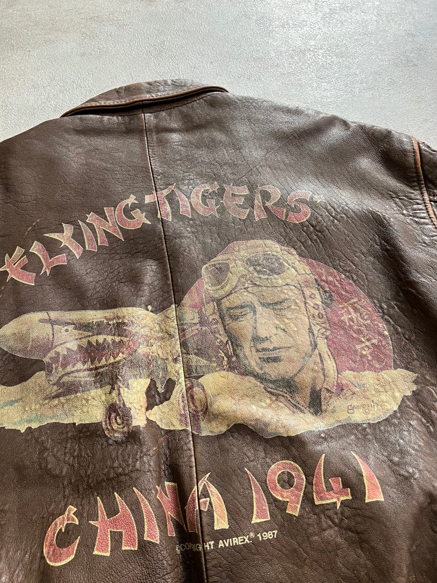 Chaqueta Cuero Aviador Vintage Avirex ‘ Fliying Tigers’ 1987 - L