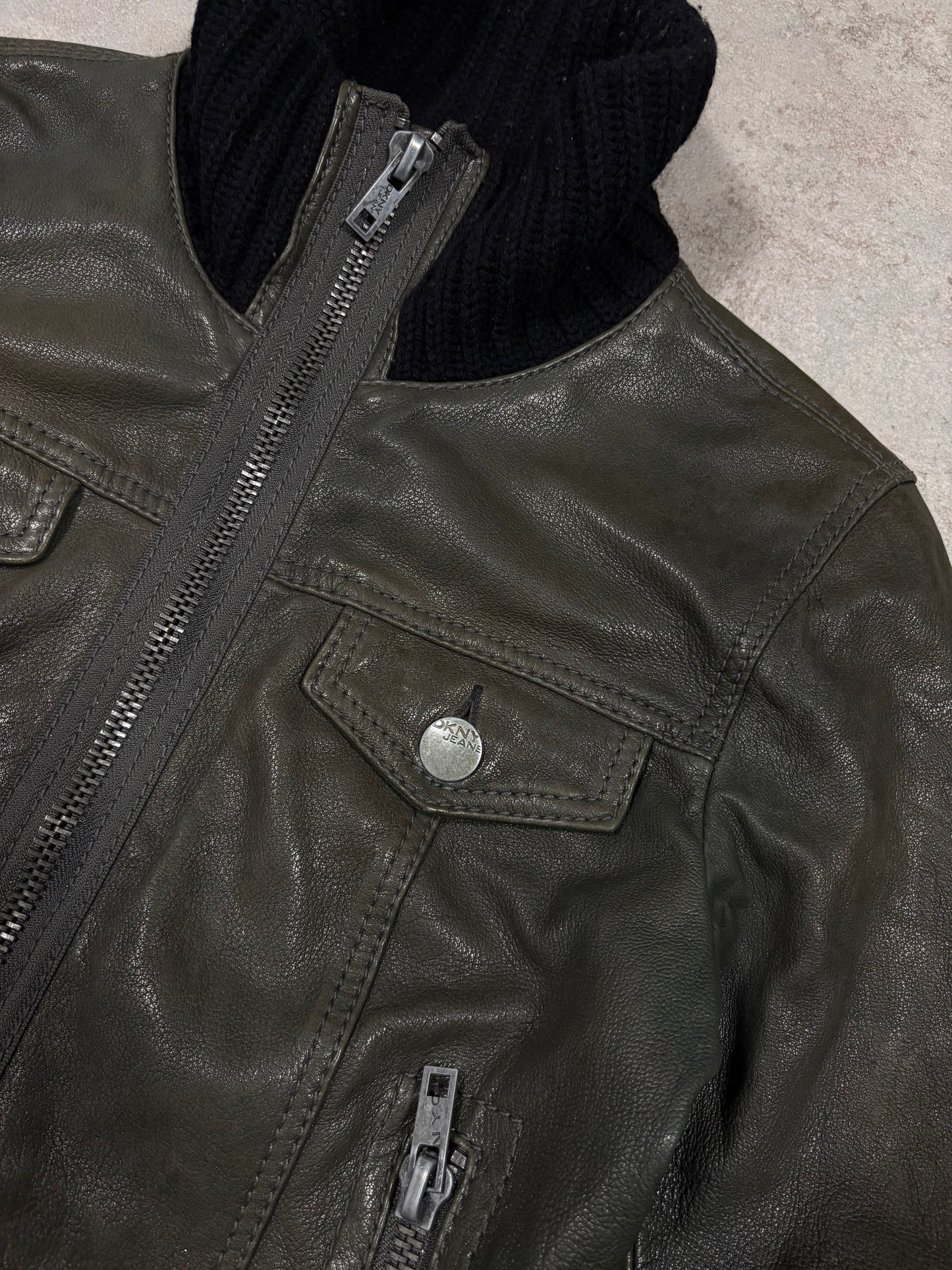 Chaqueta Cuero DKNY 00s Vintage - S