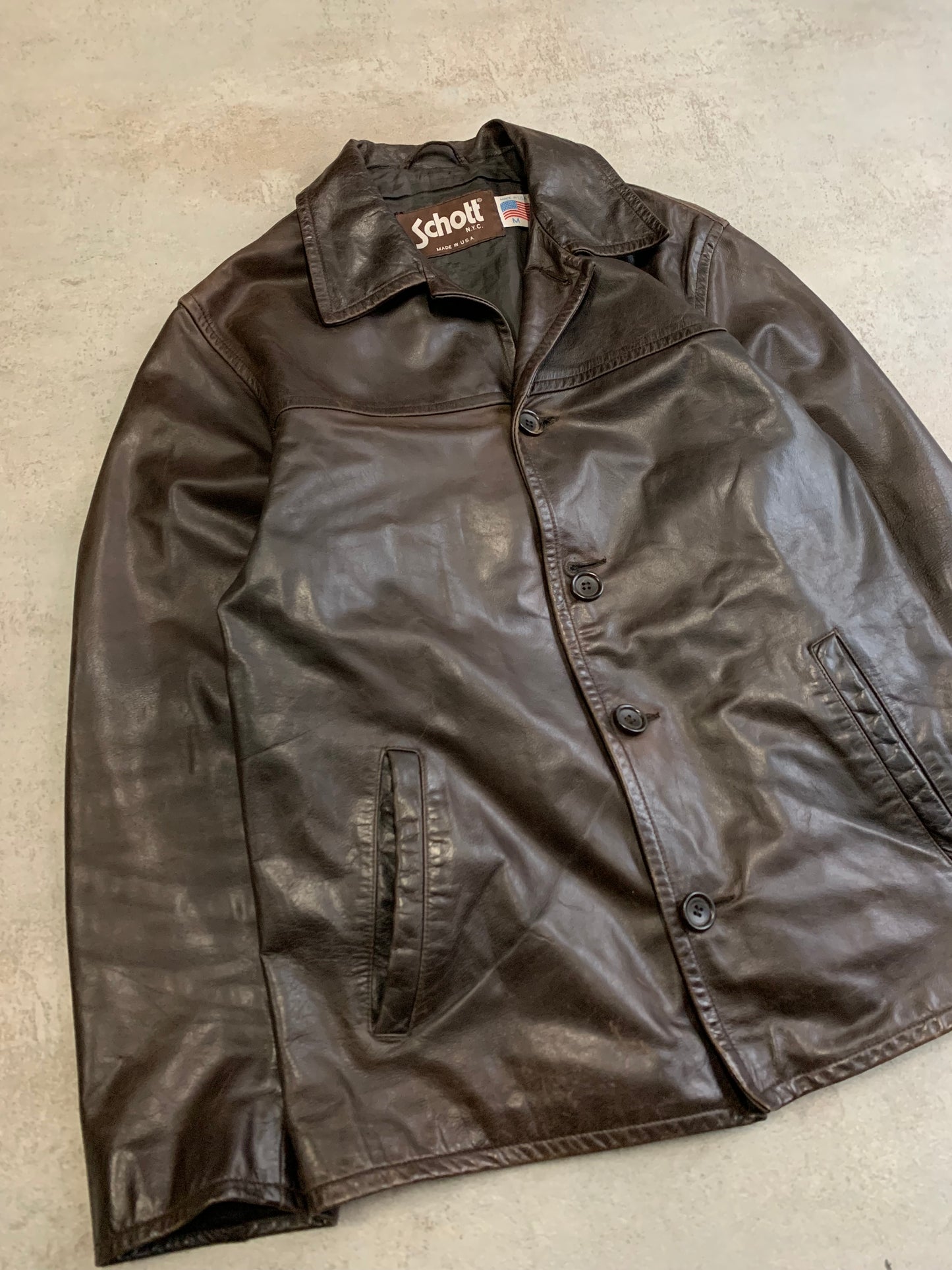 Chaqueta Cuero Vintage Schott Made in USA 90’s - M