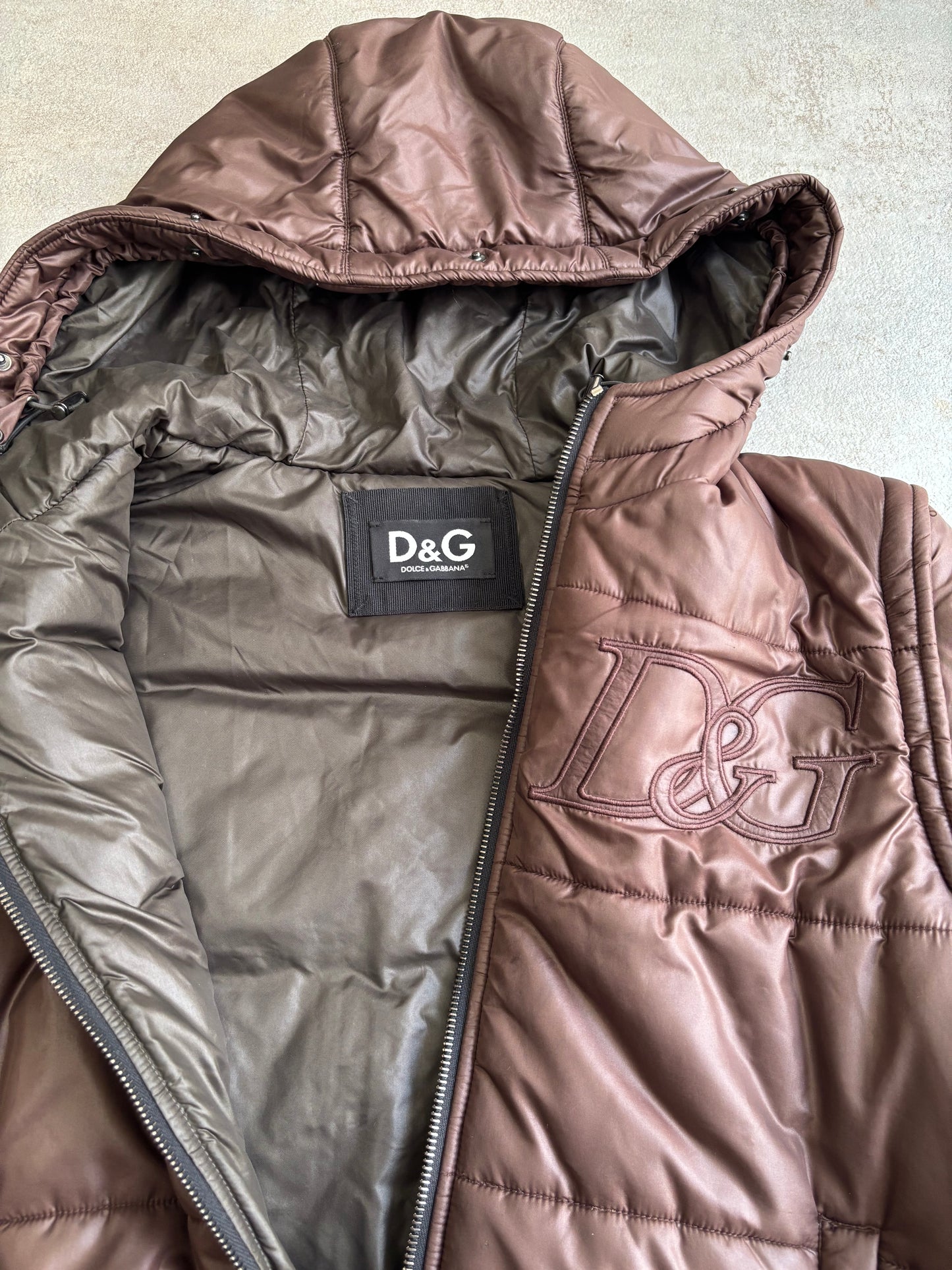 Puffer Chaleco 2/1 ‘Logo Embroidered’ Dolce & Gabbana 00s Vintage - S