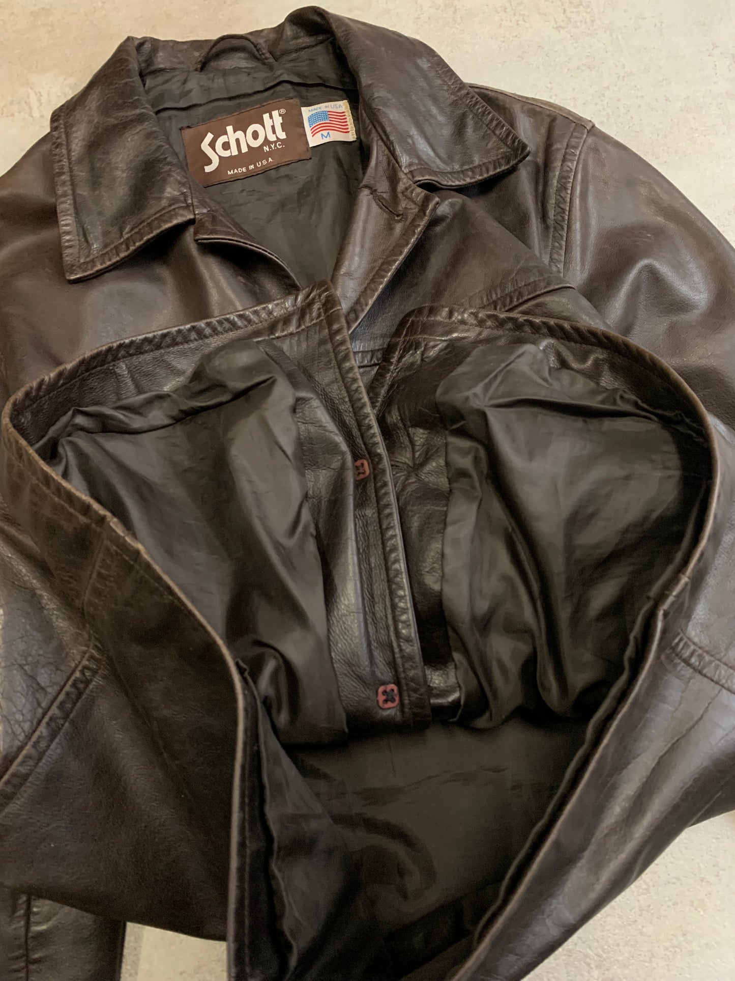 Chaqueta Cuero Vintage Schott Made in USA 90’s - M