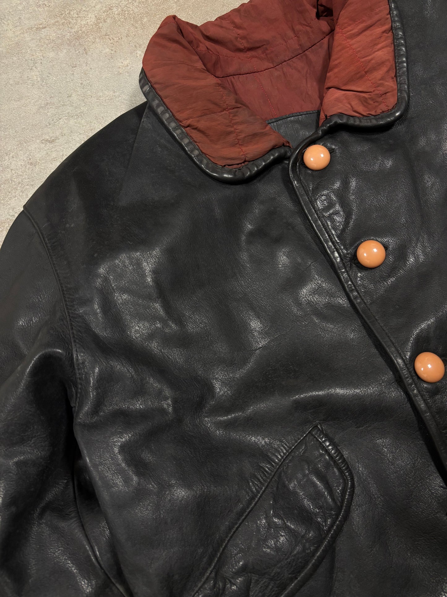 Chaqueta Cuero Marithé François + Girbaud ‘Compagnie des Montagnes et Des Forets’ 80s Vintage - L