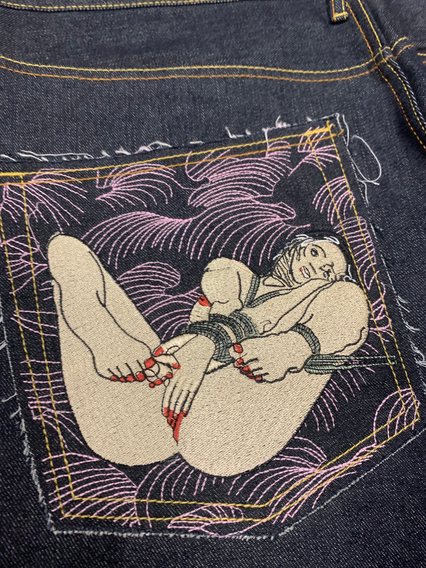 Pantalones Baggy Jeans Bordado Japonés Vintage RMC Bootleg 00’s - XL