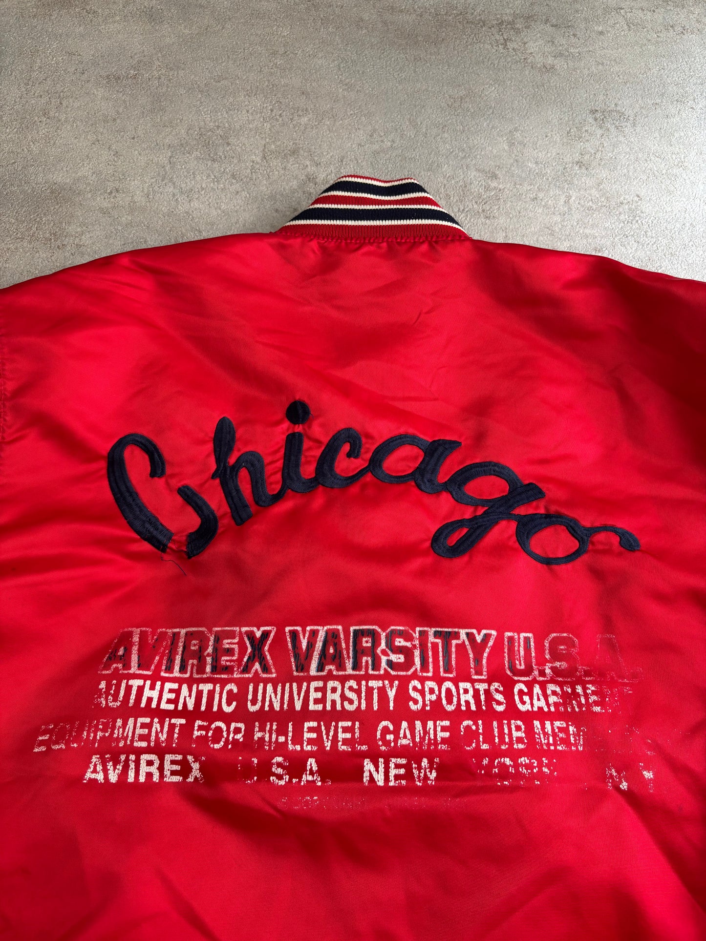 Chaqueta Bomber Varsity Avirex Chicago 1990 Vintage - L