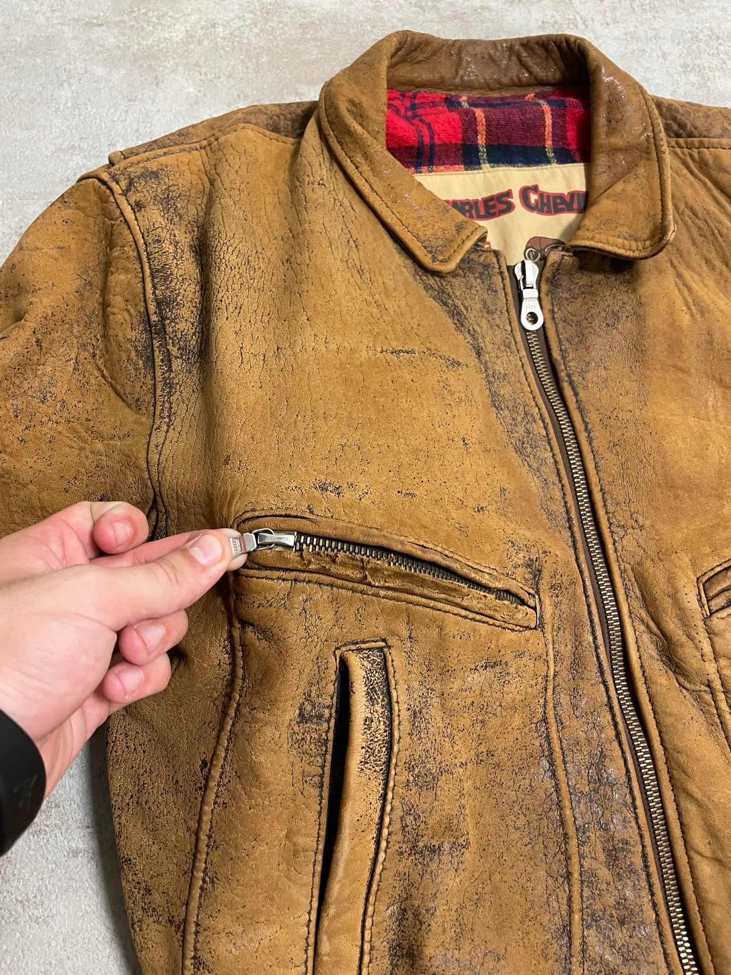 Chaqueta Aviador Cuero Vintage Charles Chevignon 80’s - M