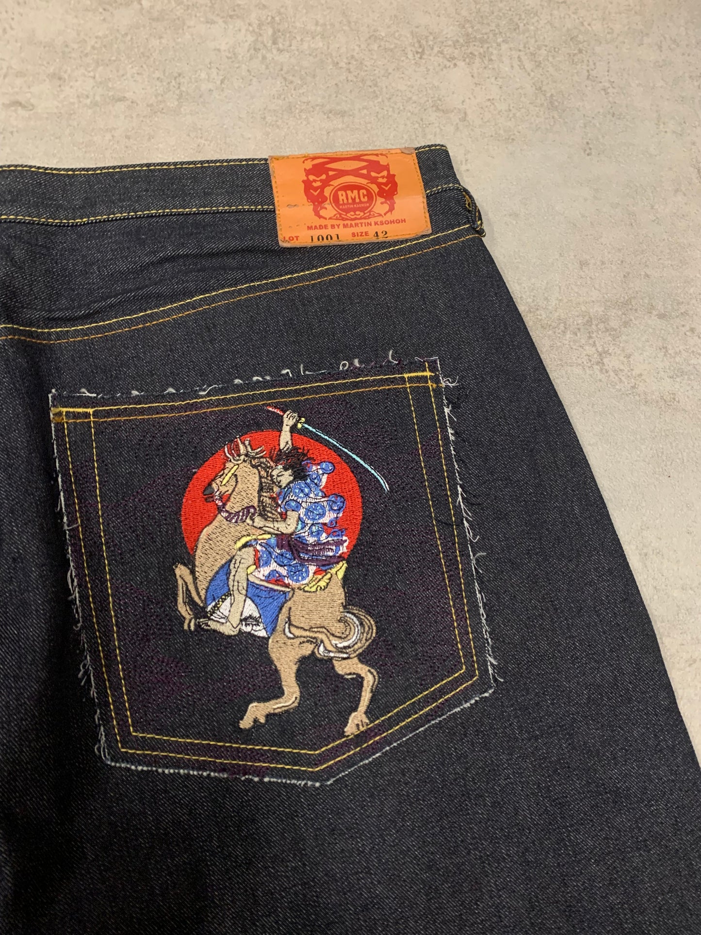 Pantalones Baggy Jeans Bordado Japonés Vintage RMC Bootleg 00’s - XL