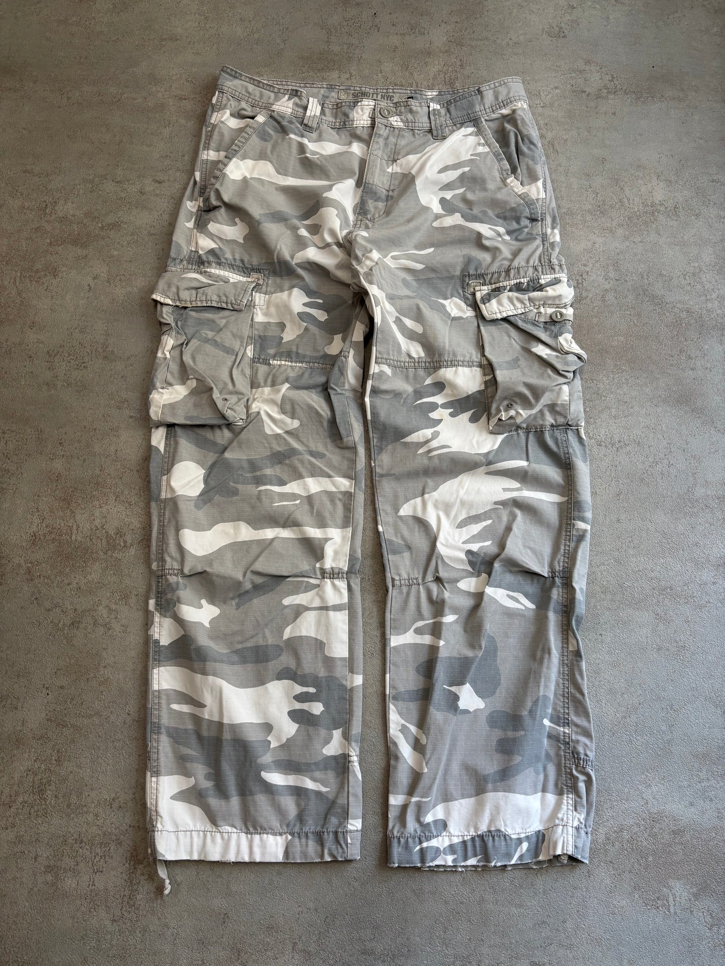 Pantalones Camuflaje Cargo Schott 00s Vintage - L