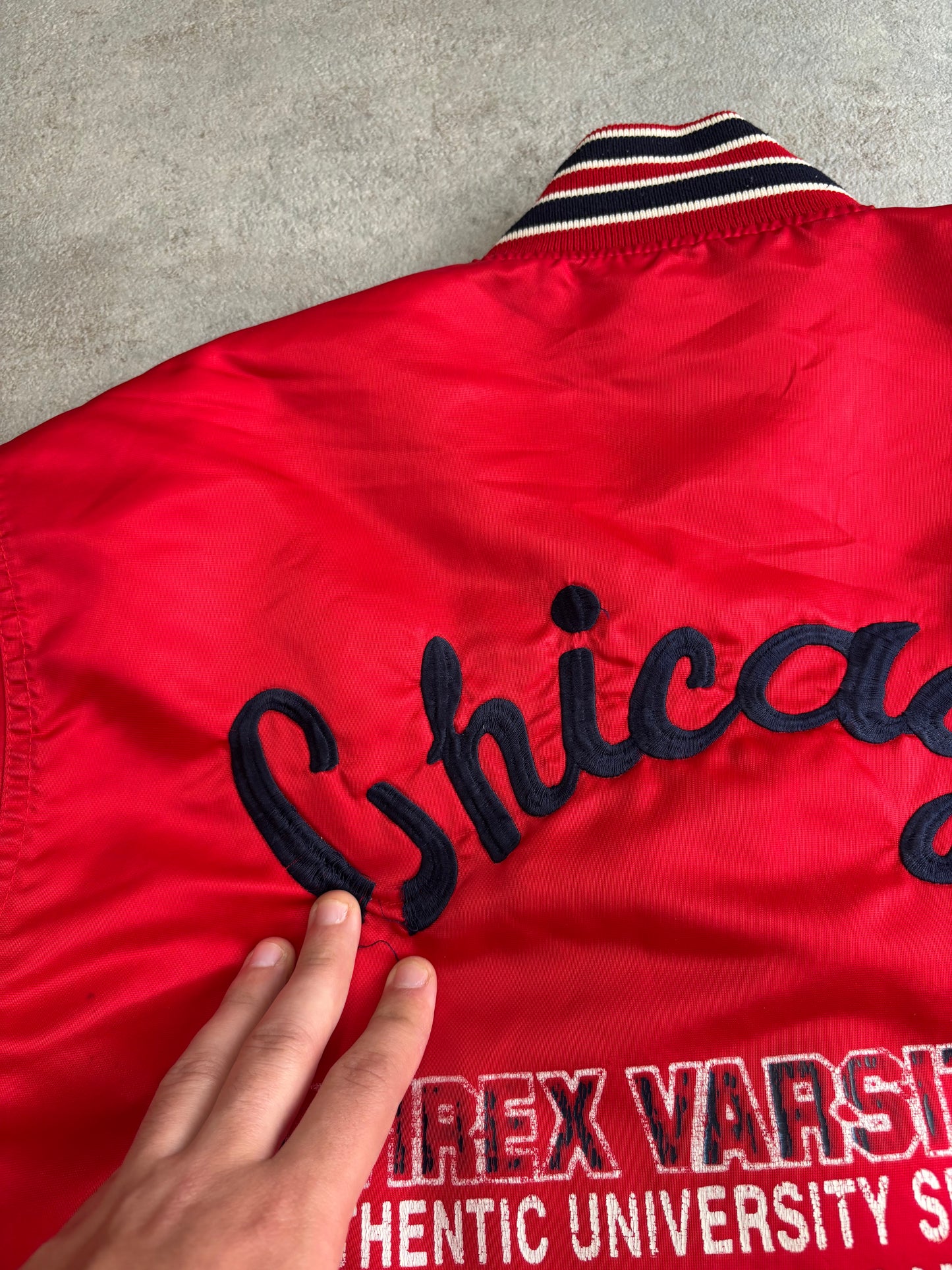 Chaqueta Bomber Varsity Avirex Chicago 1990 Vintage - L