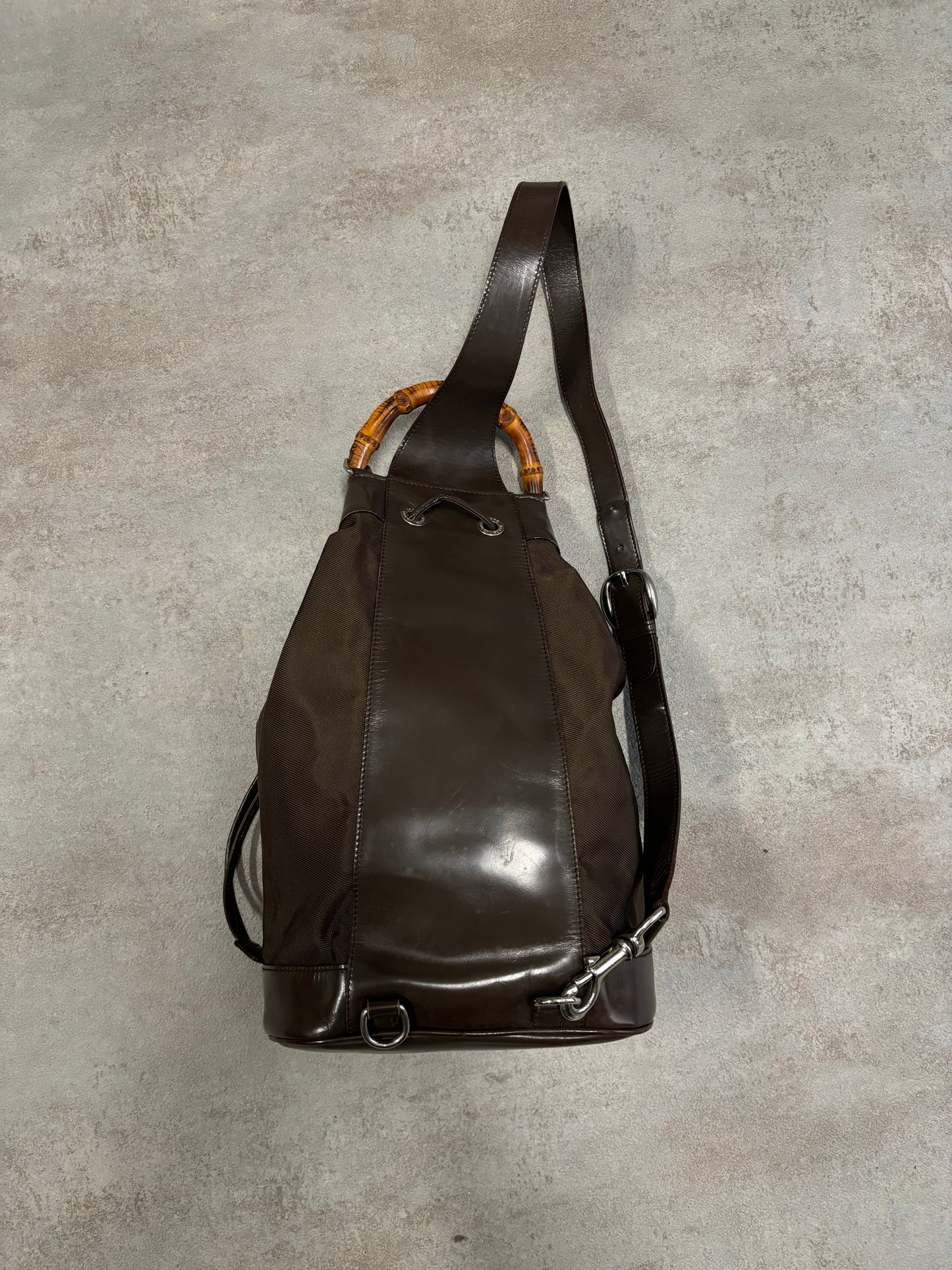 Sling Bag Cuero Nylon Gucci Bambou 90s Vintage
