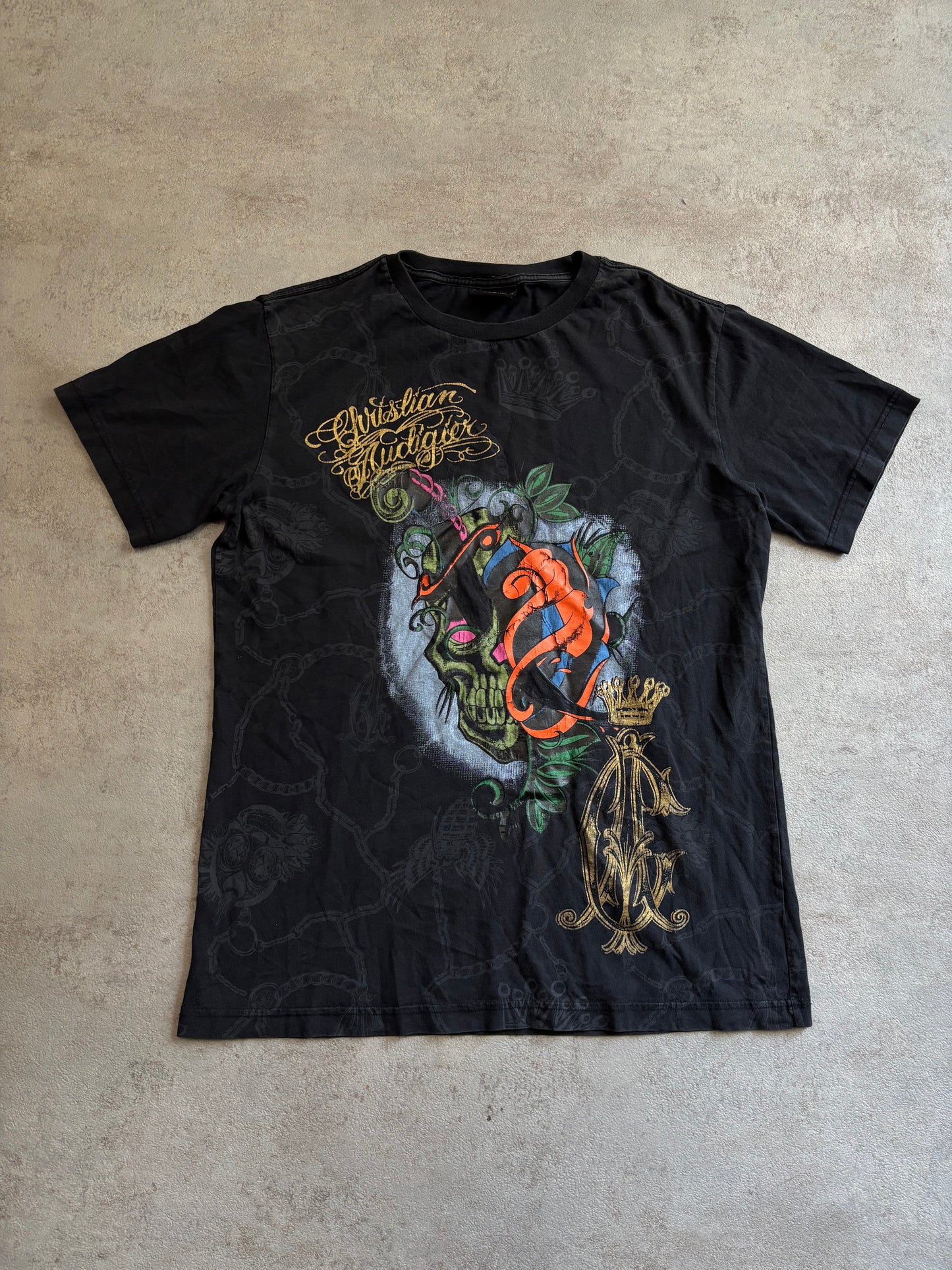 Camiseta ‘Full Print’ Christian Audigier 00s Vintage - M