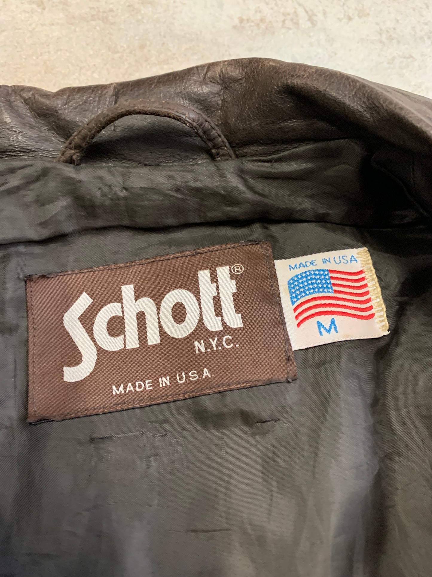 Chaqueta Cuero Vintage Schott Made in USA 90’s - M