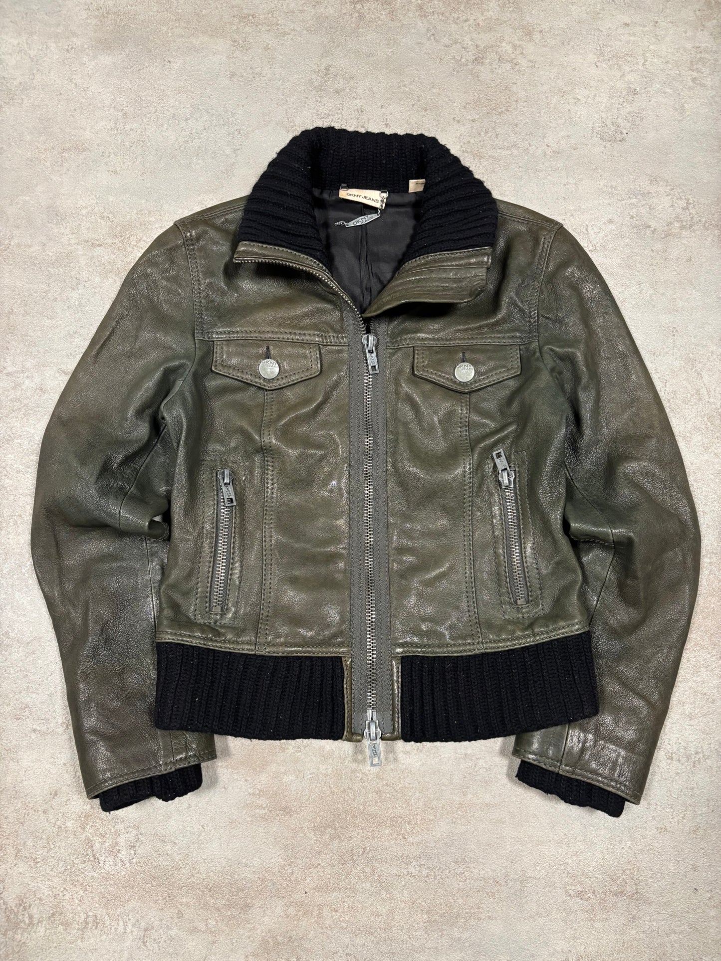 Chaqueta Cuero DKNY 00s Vintage - S