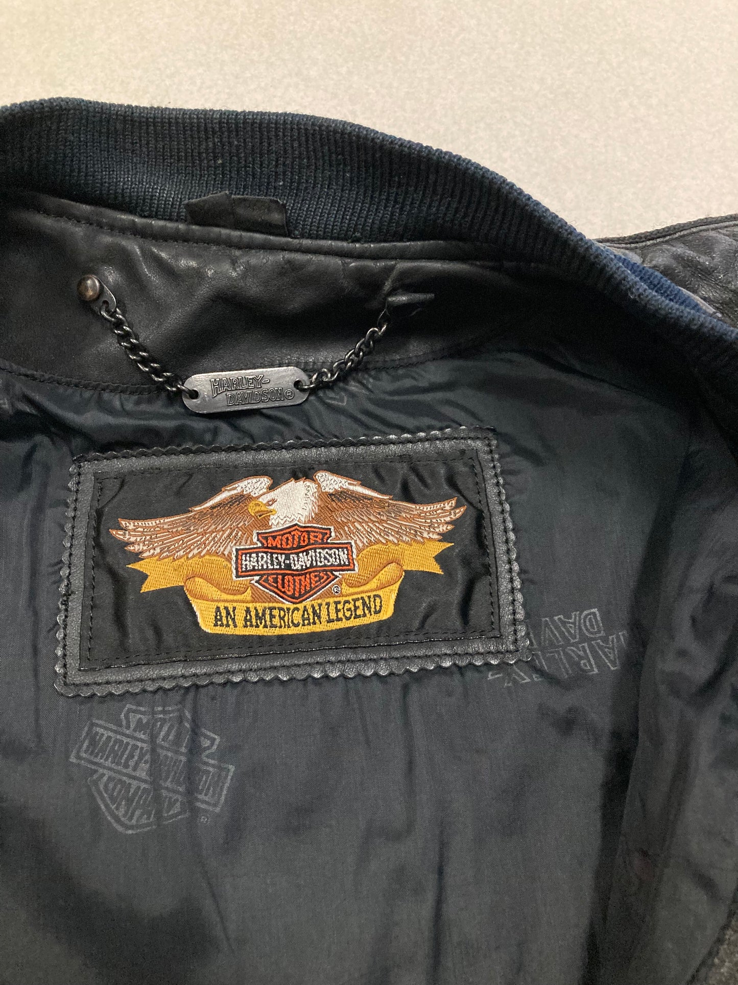Chaqueta Bomber Leather Harley Davidson 90s Vintage - L