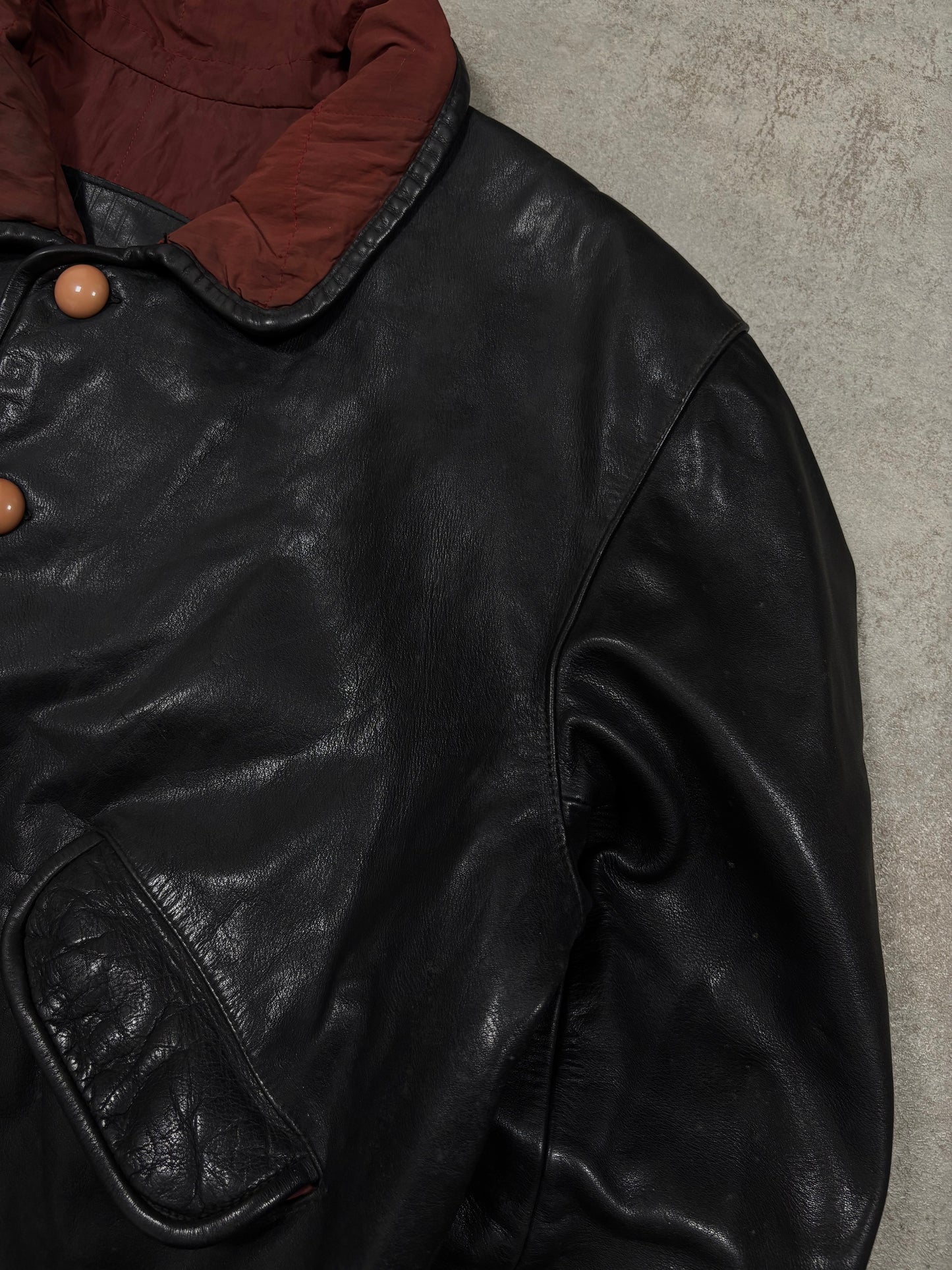 Chaqueta Cuero Marithé François + Girbaud ‘Compagnie des Montagnes et Des Forets’ 80s Vintage - L