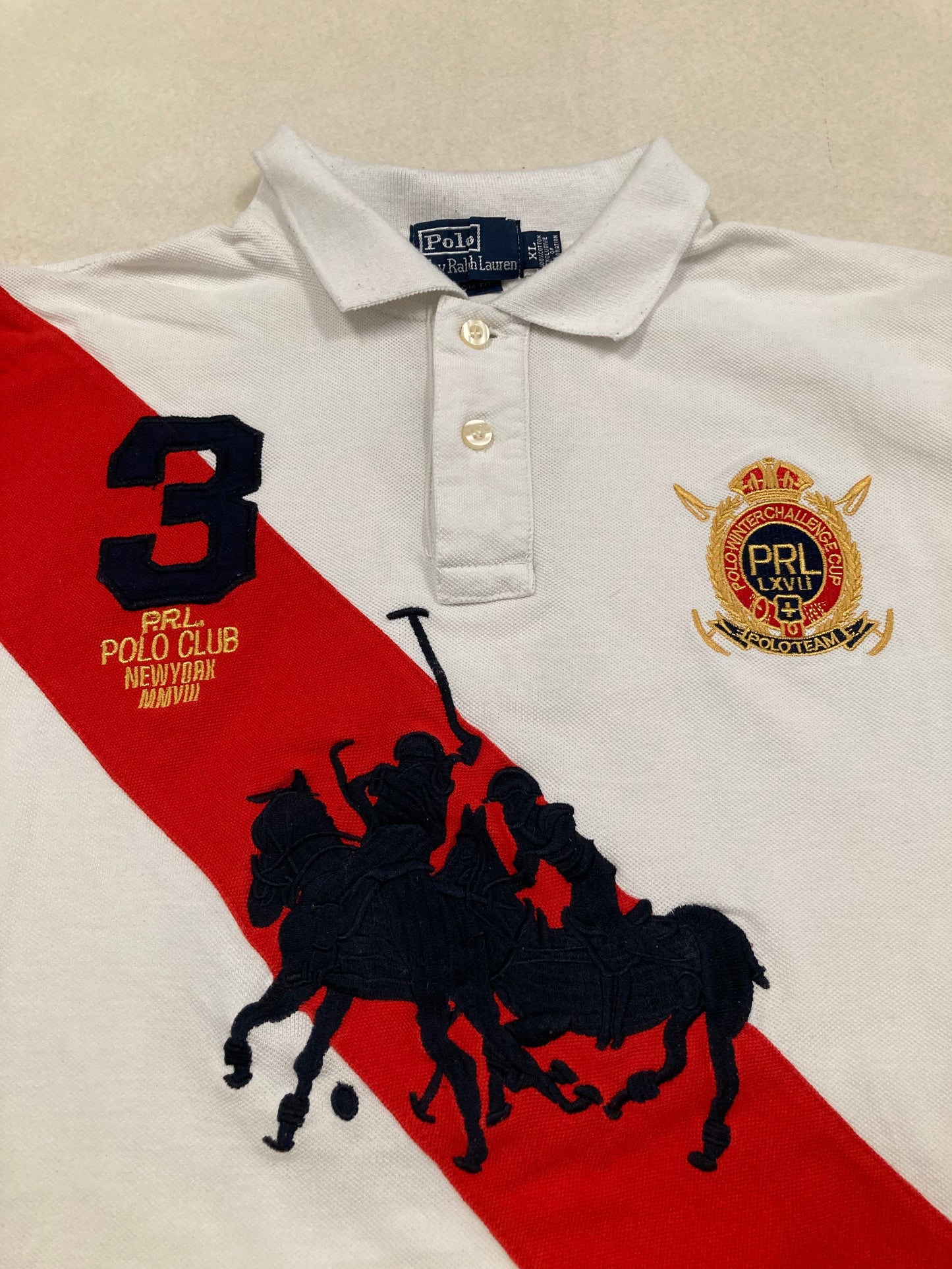 Polo Manga Larga Ralph Lauren ‘All Embroidered’ 90s Vintage - S