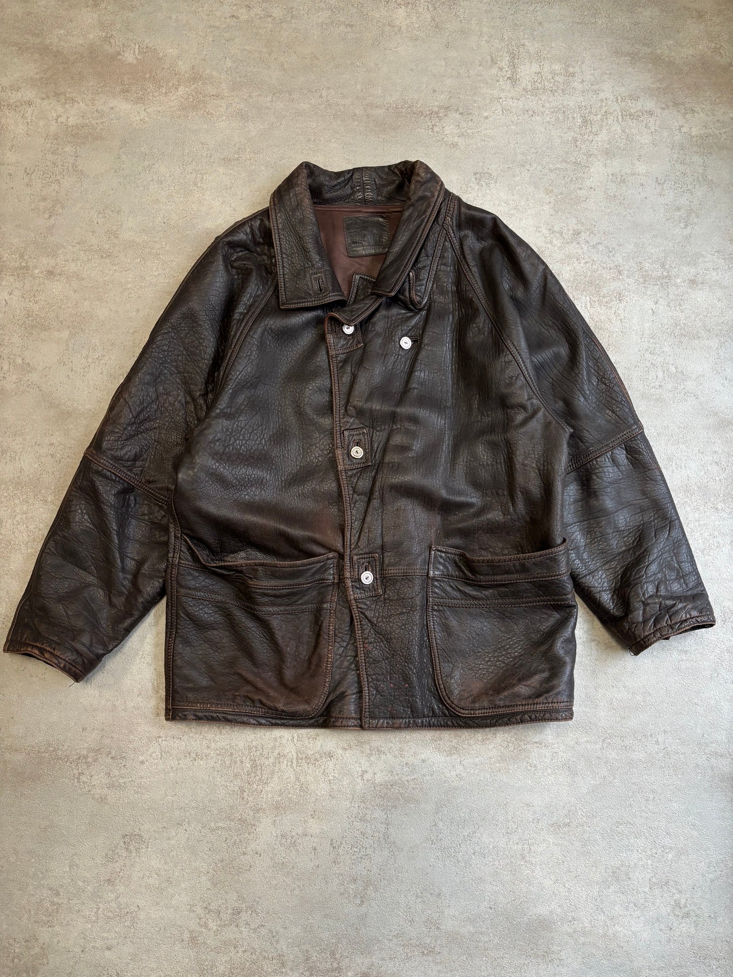 Abrigo Largo Cuero Marithé François + Girbaud Millesimes 00s Vintage - L