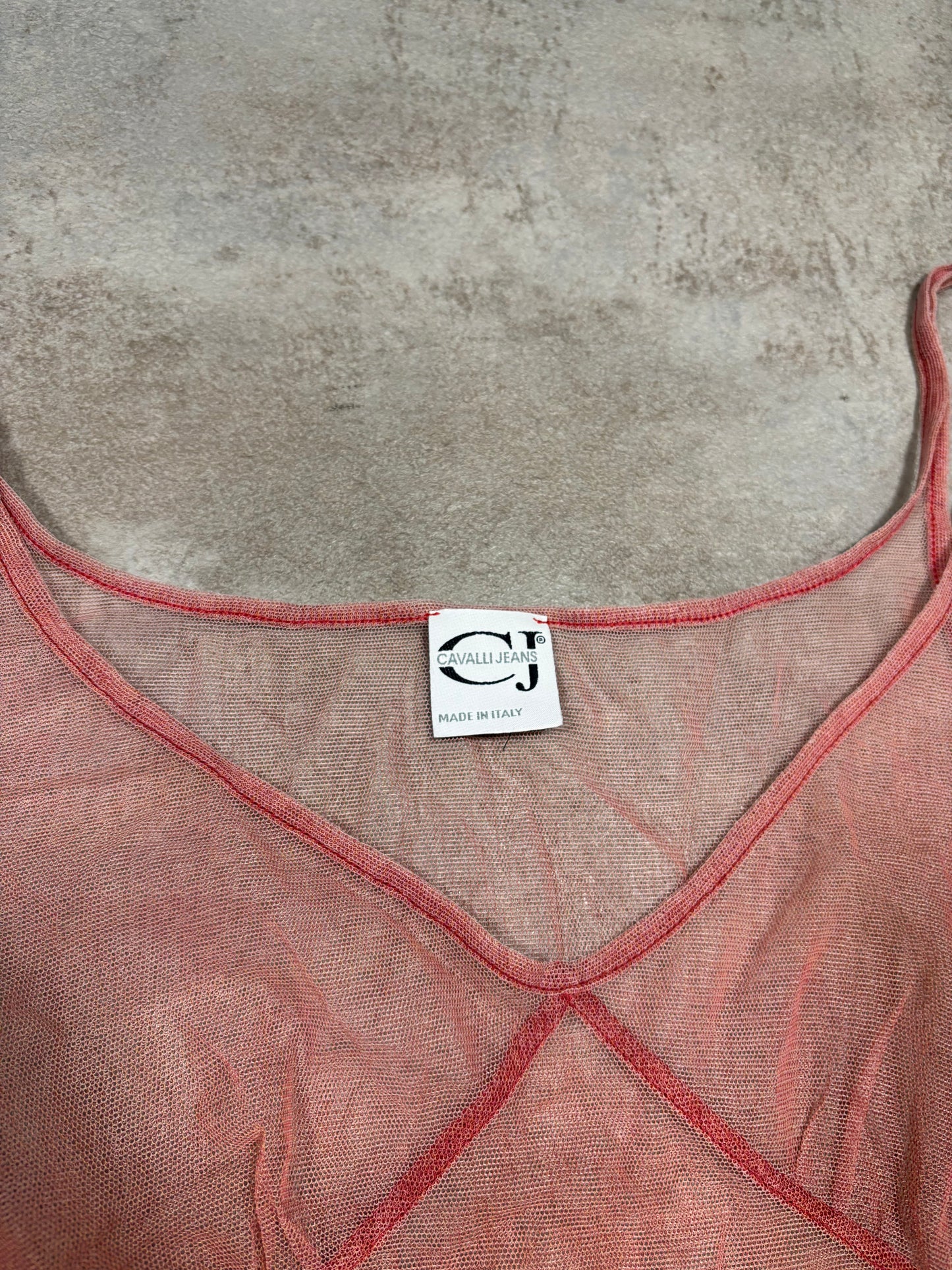 Vestido Degradado Transparente Roberto Cavalli 90s Vintage - M