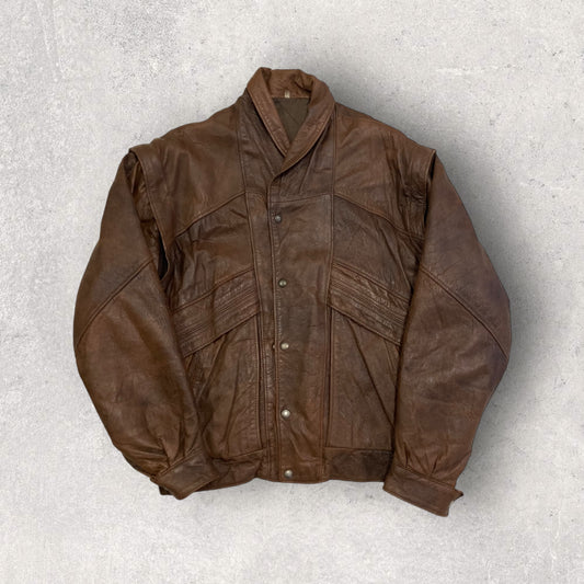 Leather Jacket 2/1 Vintage Vest - L