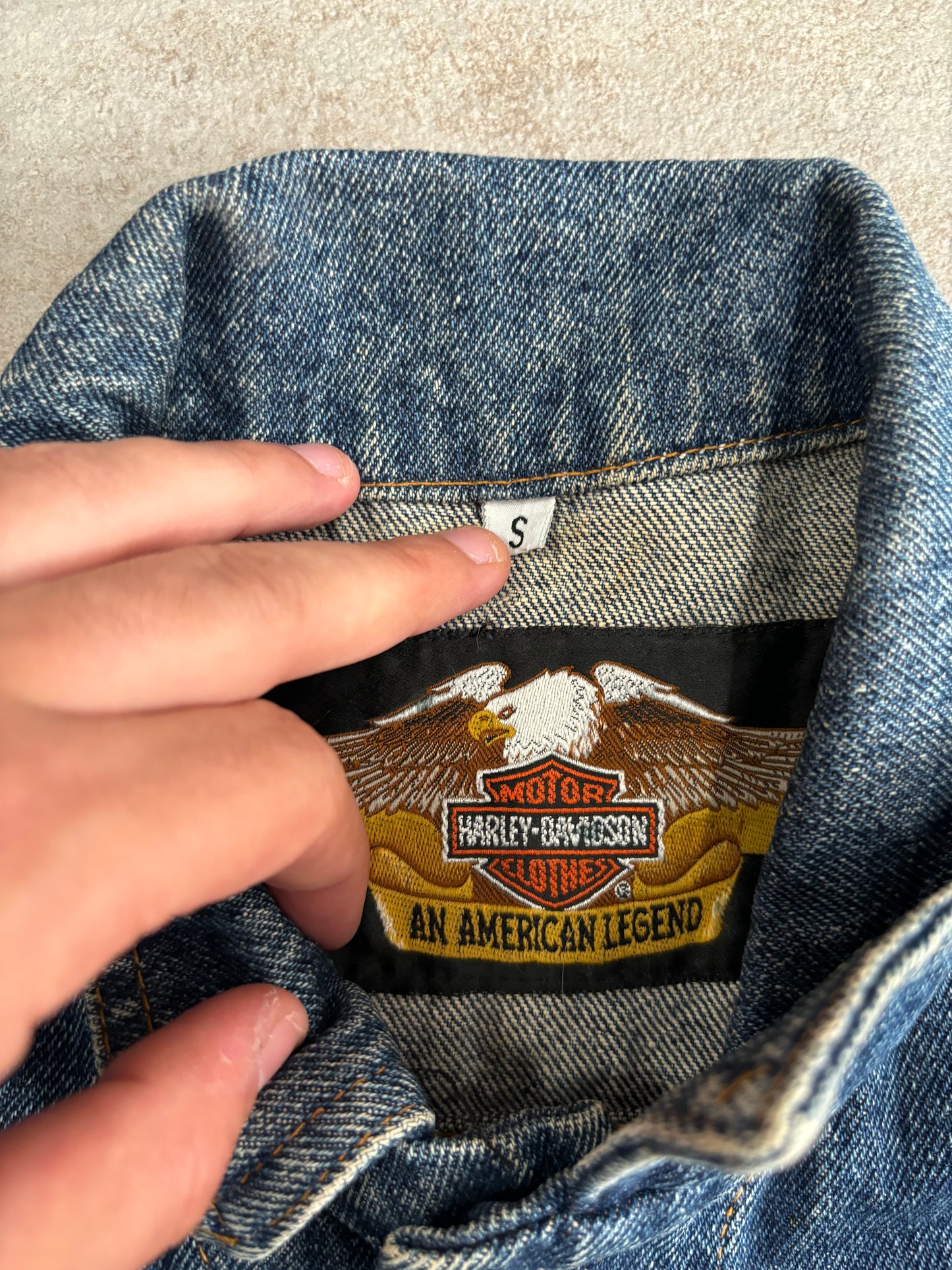 Chaqueta Denim Harley Davidson ‘Embroidered Born in Usa’ 1985 Vintage - S