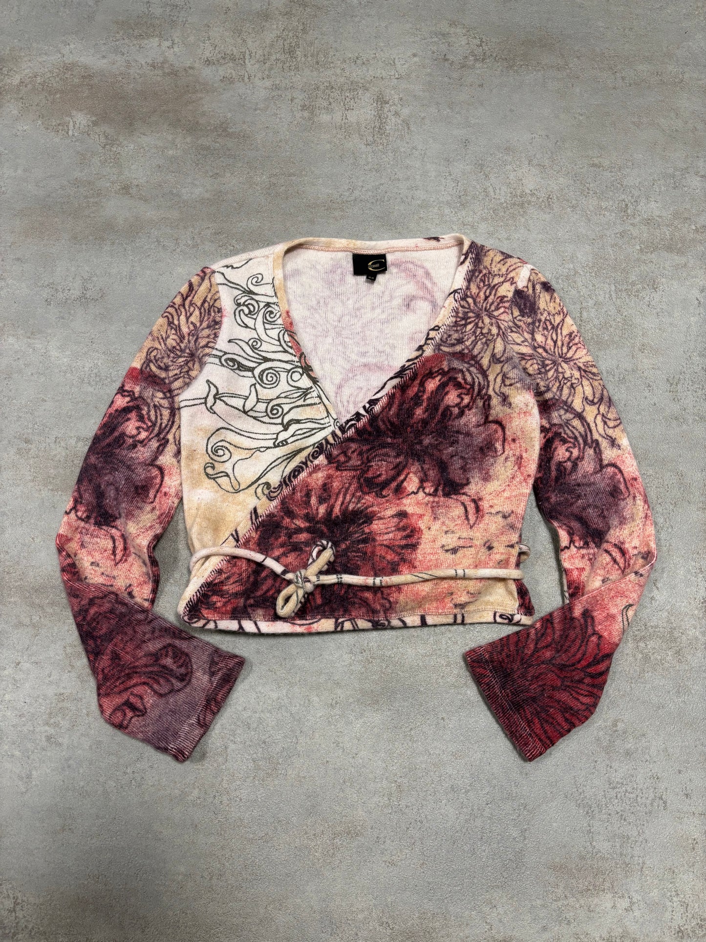 Jersey Top Manga Larga Cruzado ‘Total Print’ Just Cavalli 2002 Vintage - M