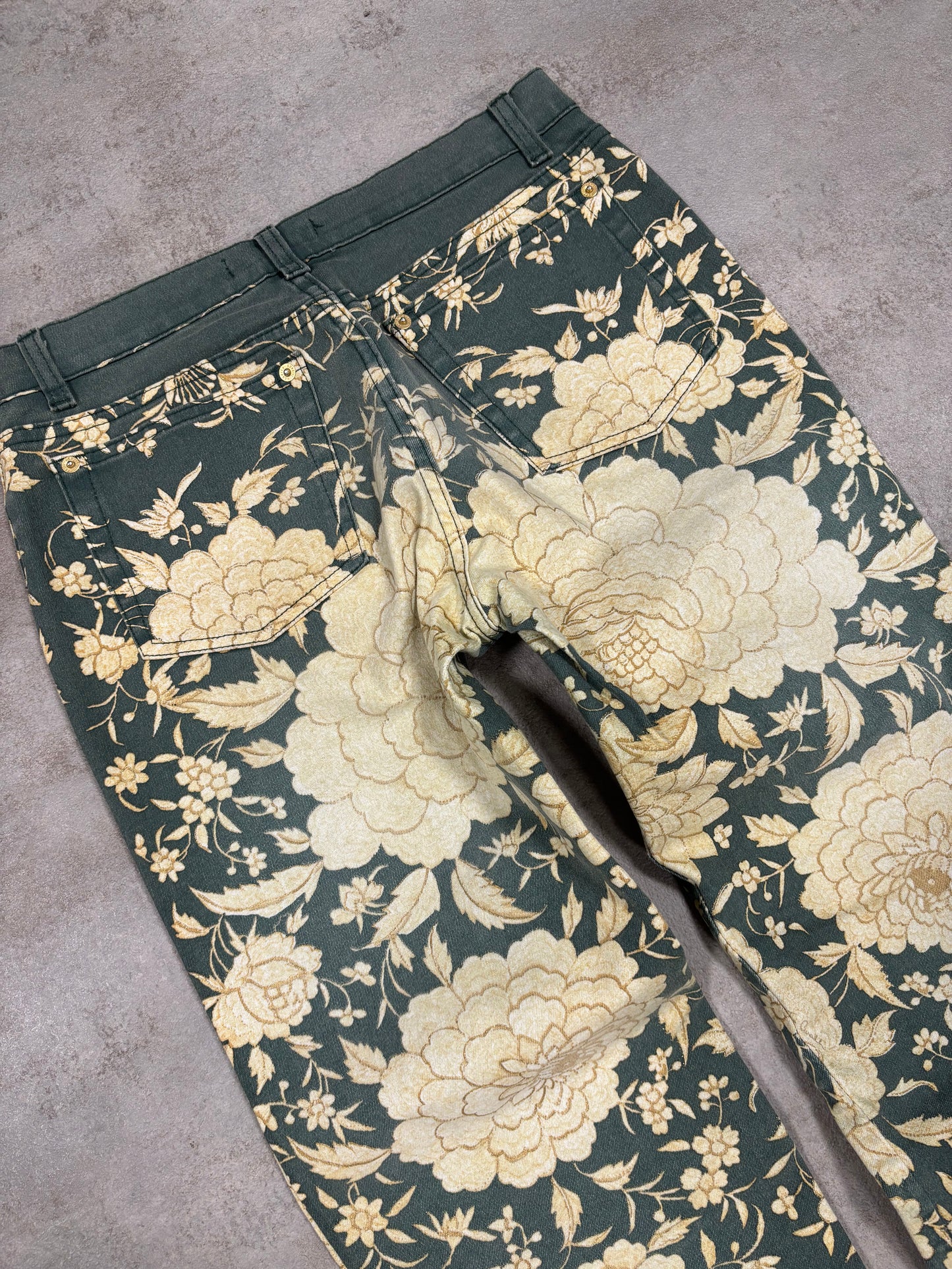 Pantalones Flower Print Roberto Cavalli 00s Vintage - M