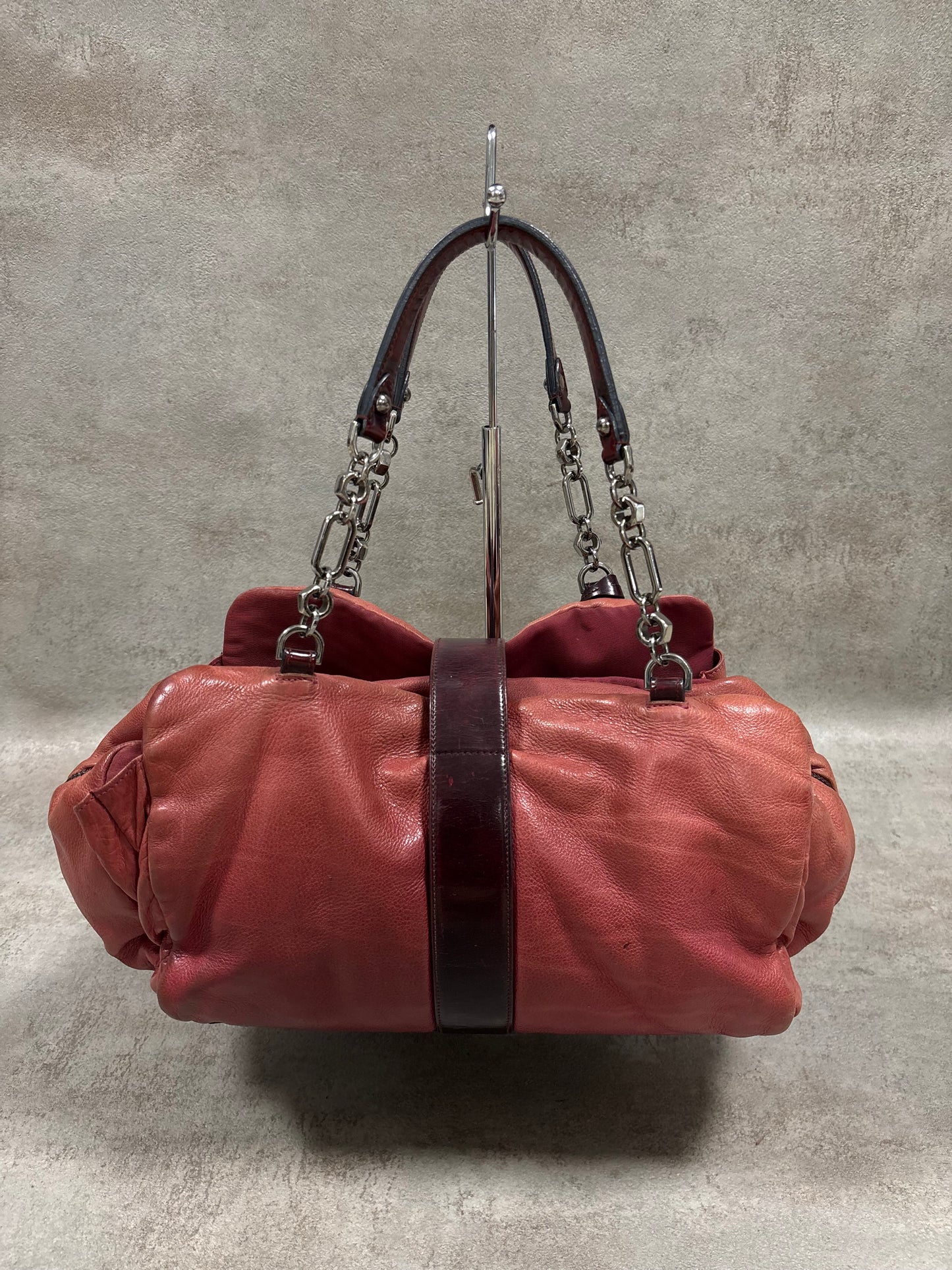 Bolso Hombro Cuero Rojo Loewe