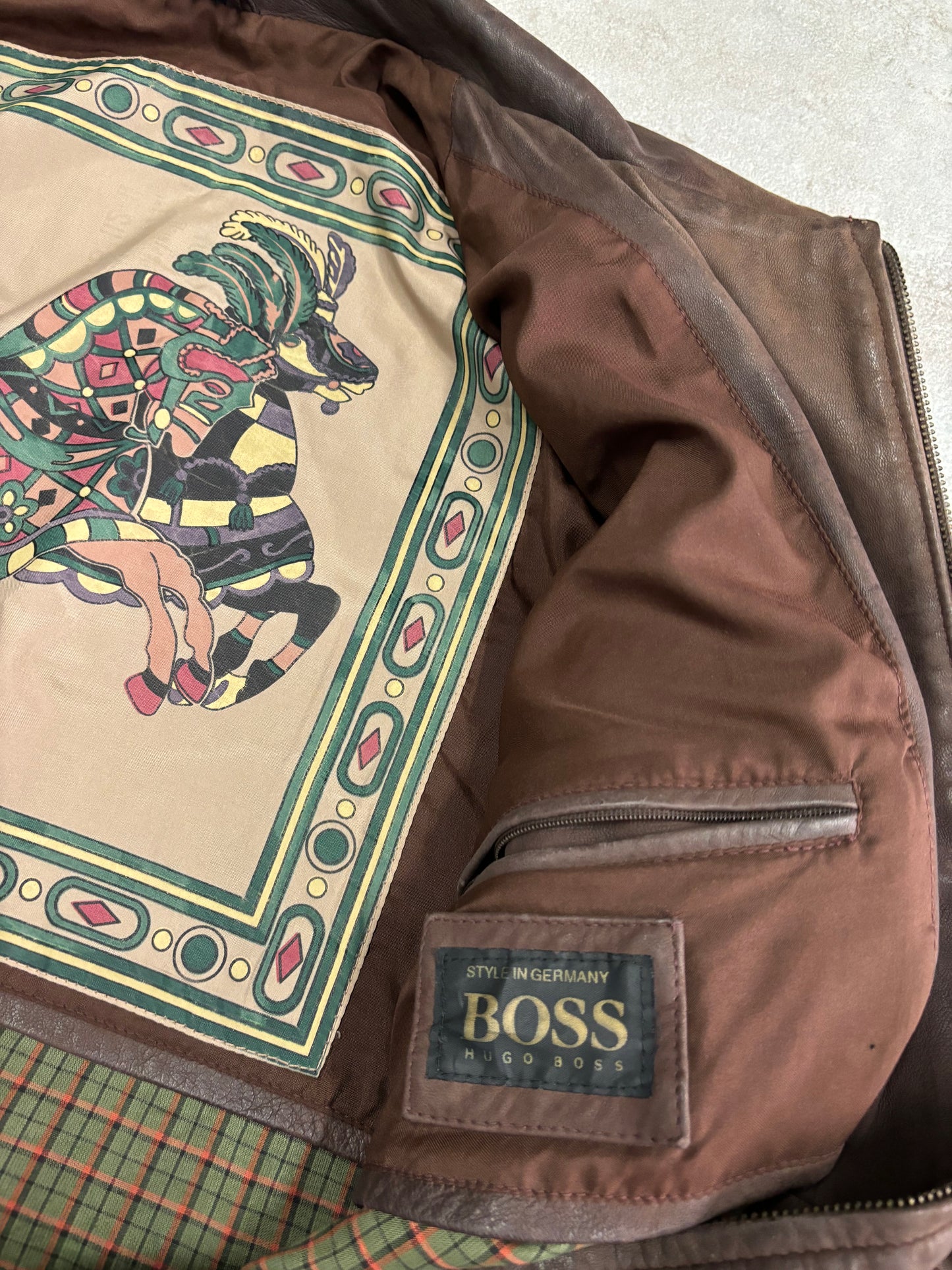 Hugo Boss 80s Vintage Leather Jacket - XL