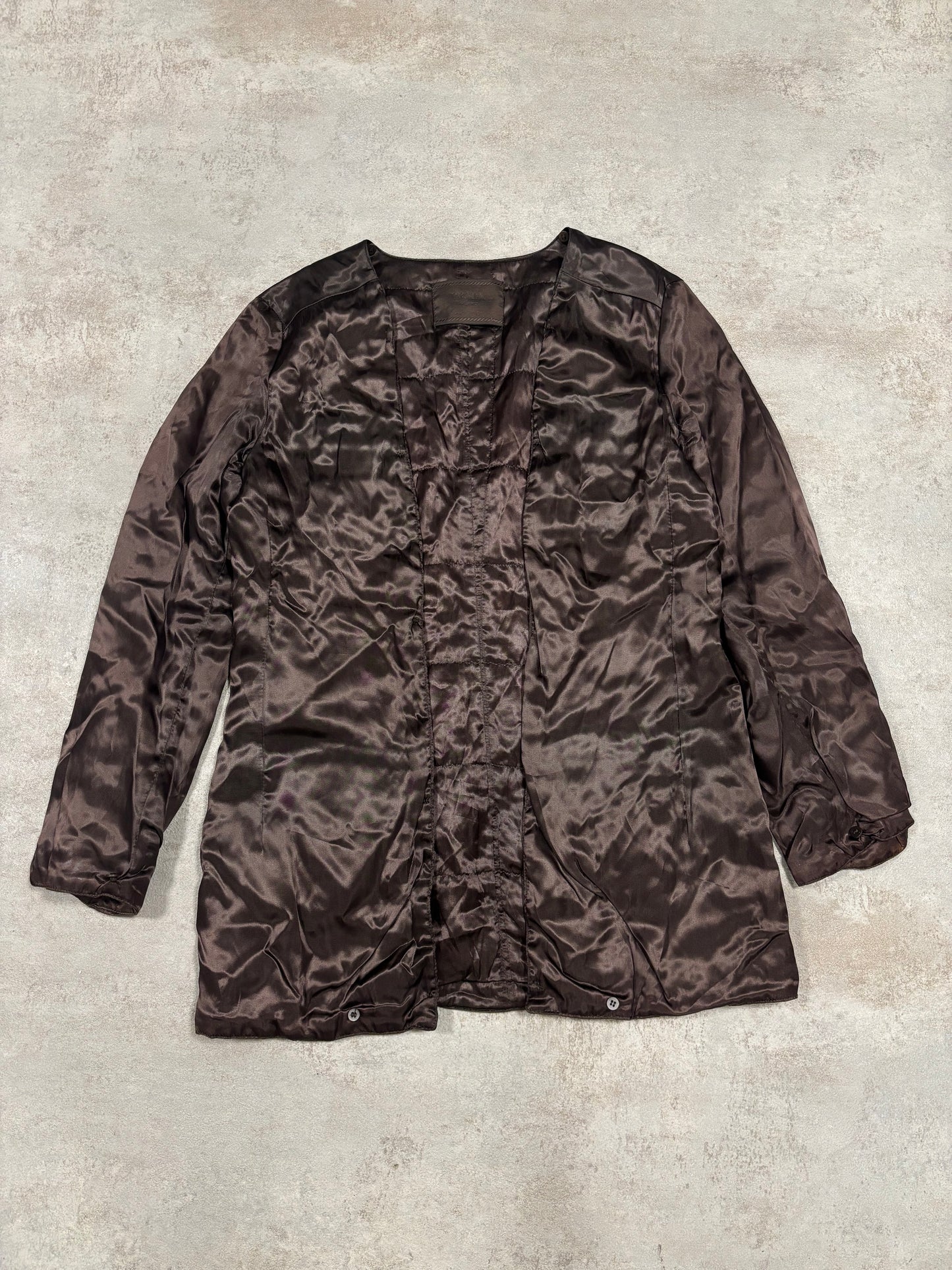 Chaqueta Larga Nylon Cuero Doble Forro Prada Late 90s Vintage - XL