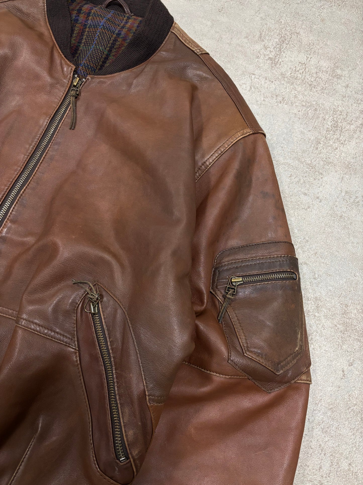 Chaqueta Bomber Cuero ‘Torpedo’ 90s Vintage - XL