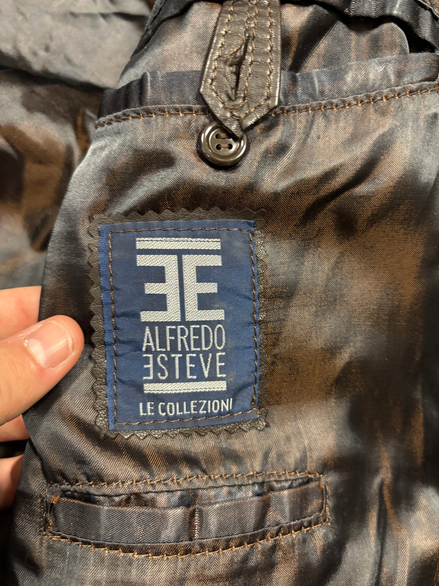 Chaqueta Larga Puffer 100% Cuero Alfredo Esteve 90s Vintage - M