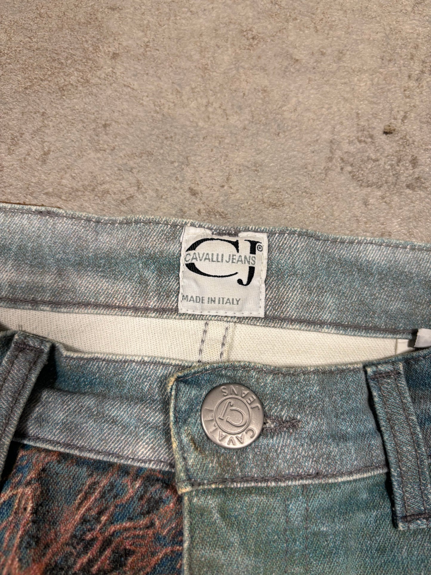 Pantalones Coral Reef Print Cavalli Jeans 1999 Vintage - S