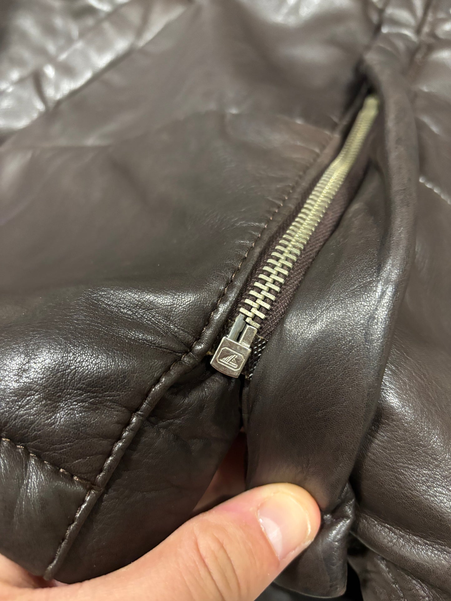 Chaqueta Larga Puffer 100% Cuero Alfredo Esteve 90s Vintage - M