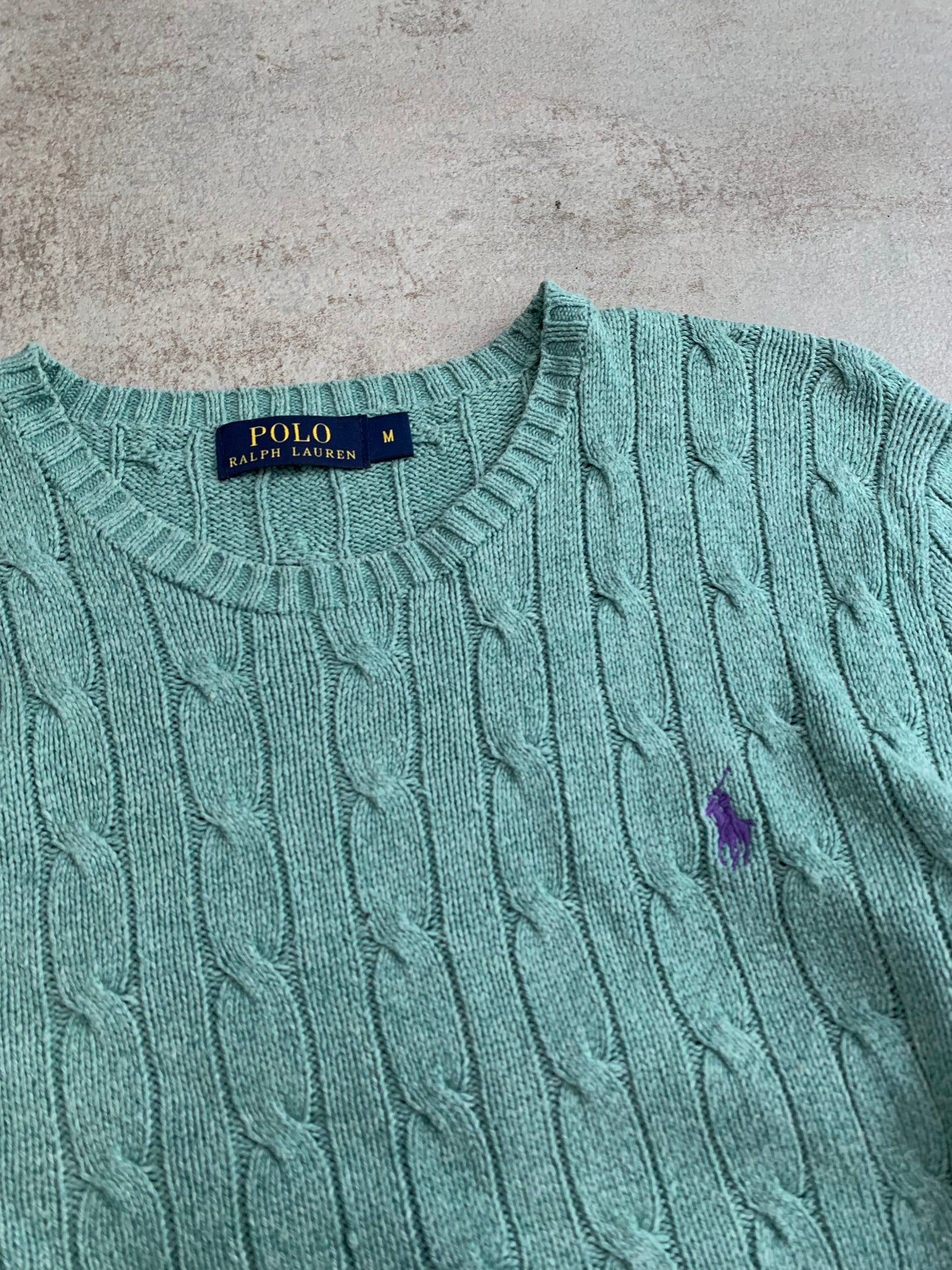 Jersey Trenzado Menta Vintage Polo Ralph Lauren - M