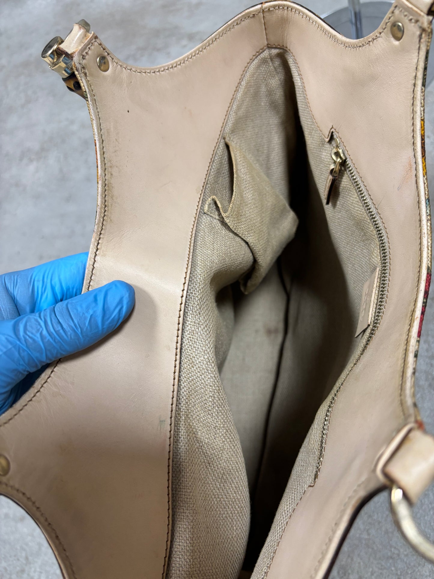 Bolso Lona Hombro ‘Bamboo Flora’ Gucci 00s Vintage