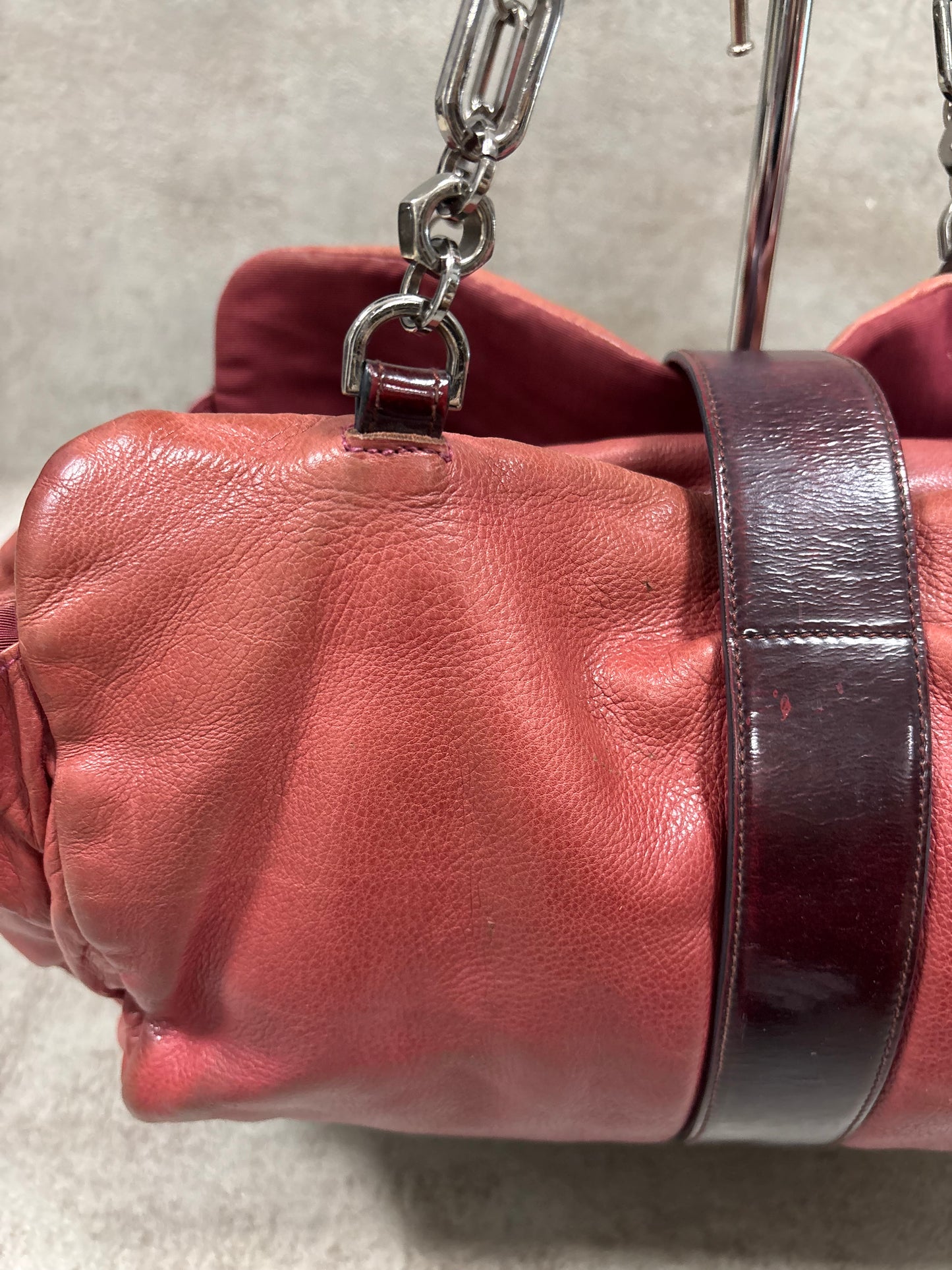 Bolso Hombro Cuero Rojo Loewe