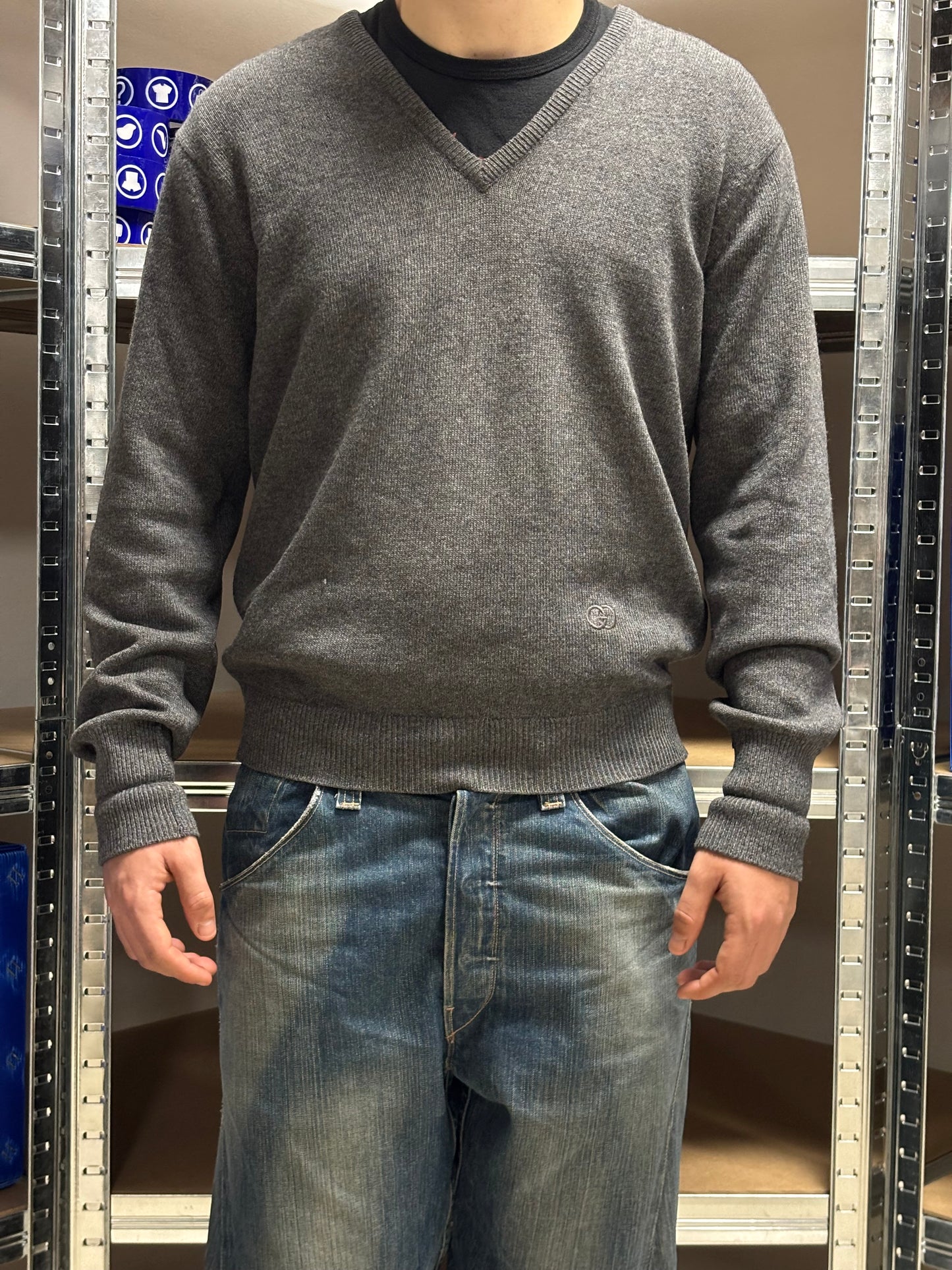 Jersey Cuello Pico Lana Gucci 80s Vintage - M