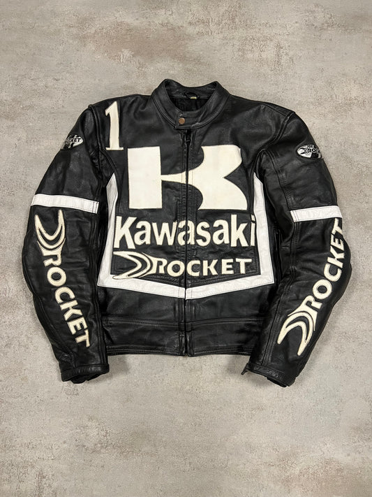 Chaqueta Cuero Motorista Vintage Kawasaki Jot Rocket - M