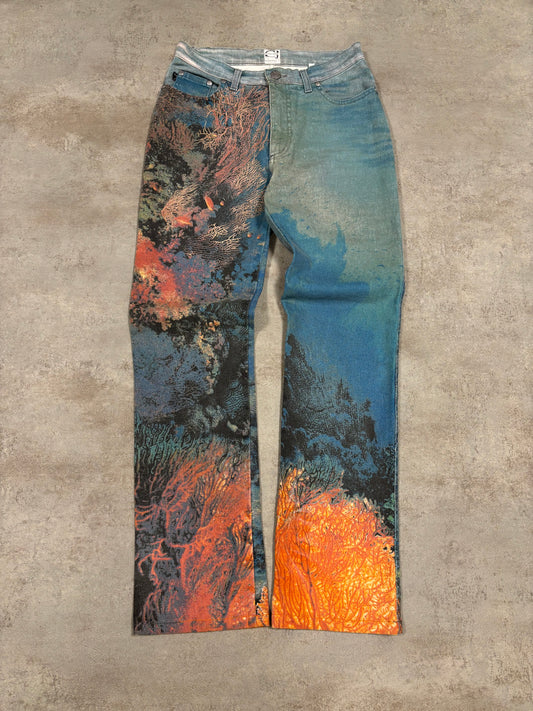 Pantalones Coral Reef Print Cavalli Jeans 1999 Vintage - S