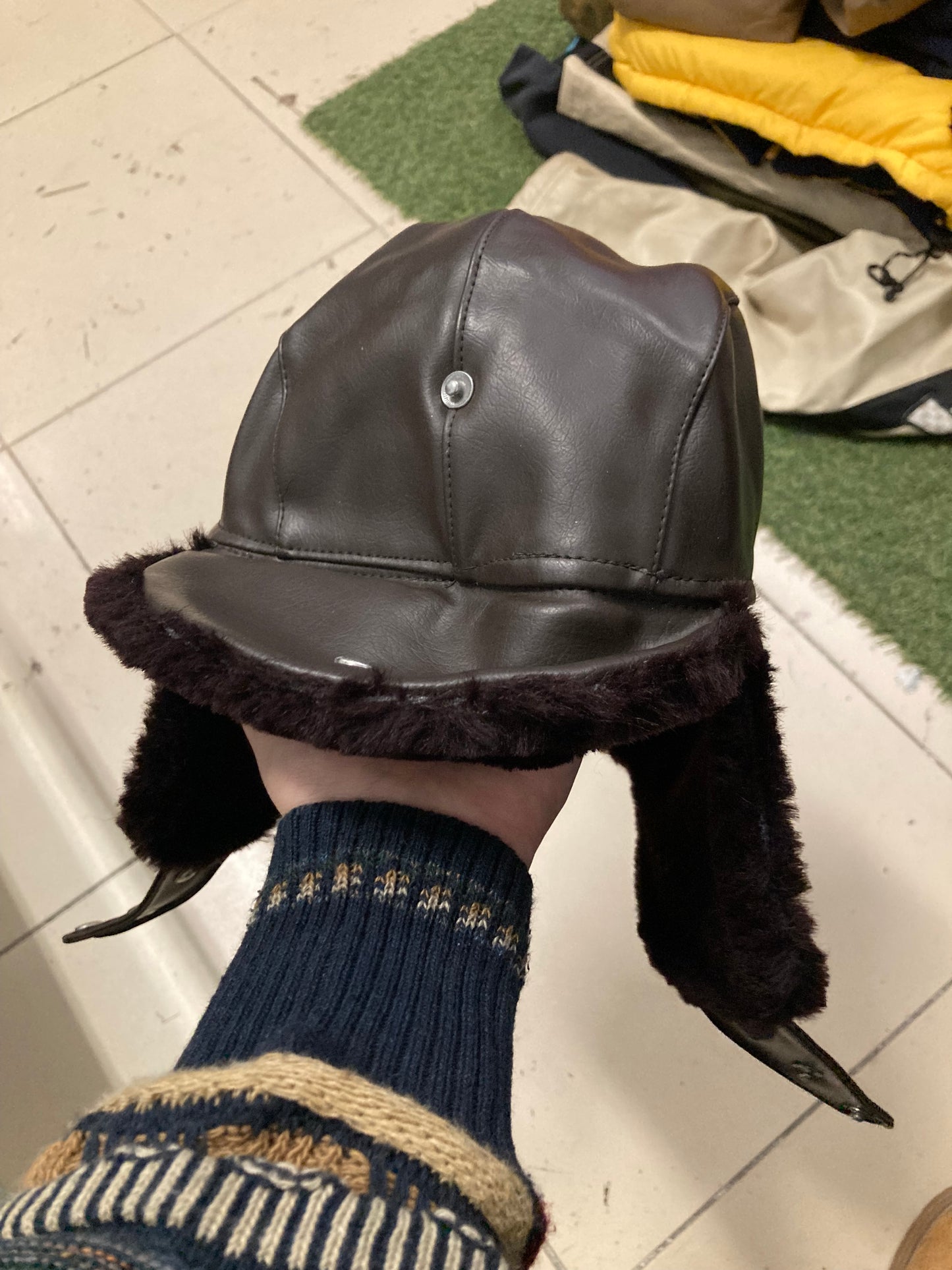 90s Vintage Leather Pilot Hat